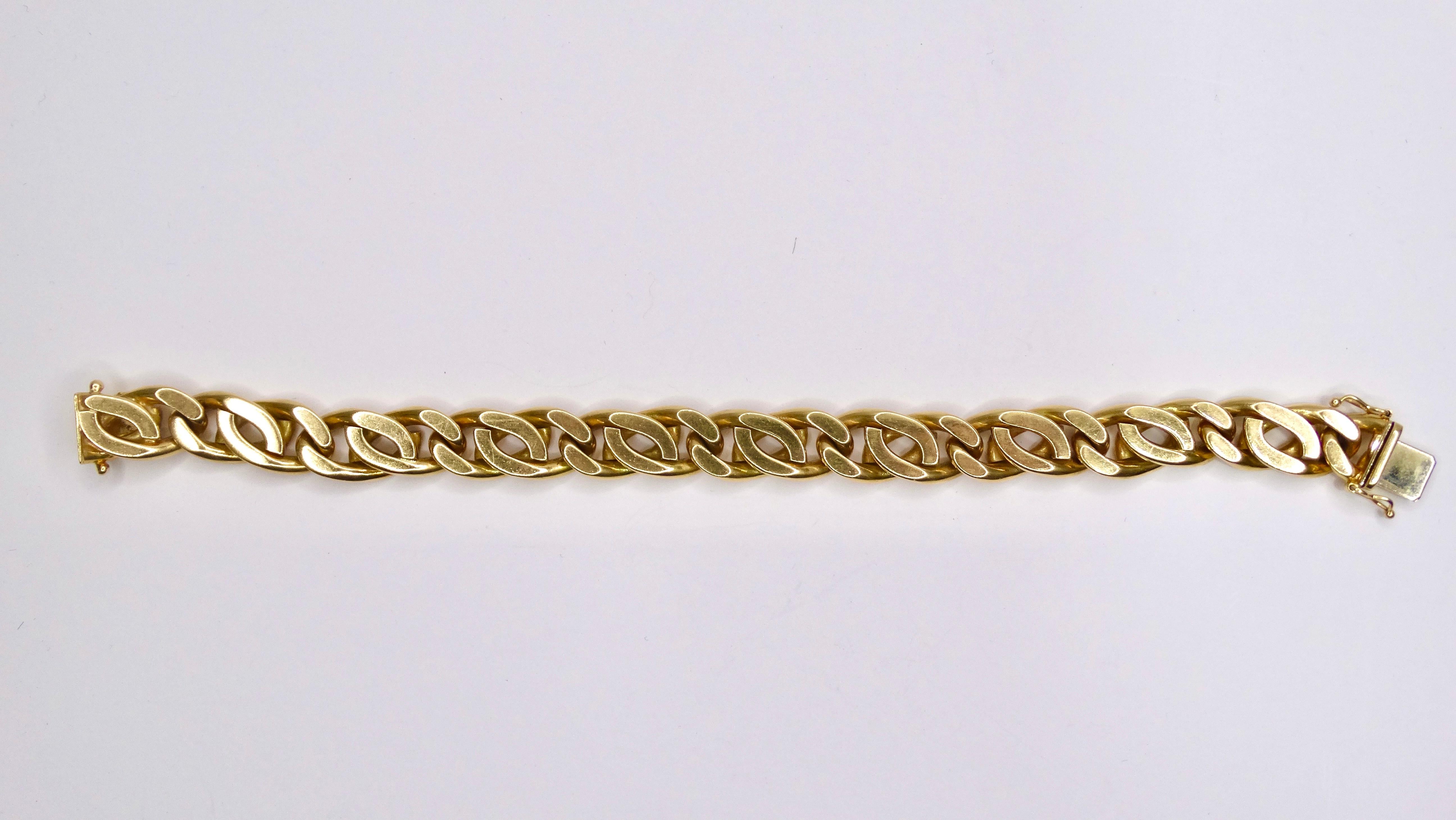 Bracelet cubain Miami à maillons en or jaune 14 carats  en vente 3