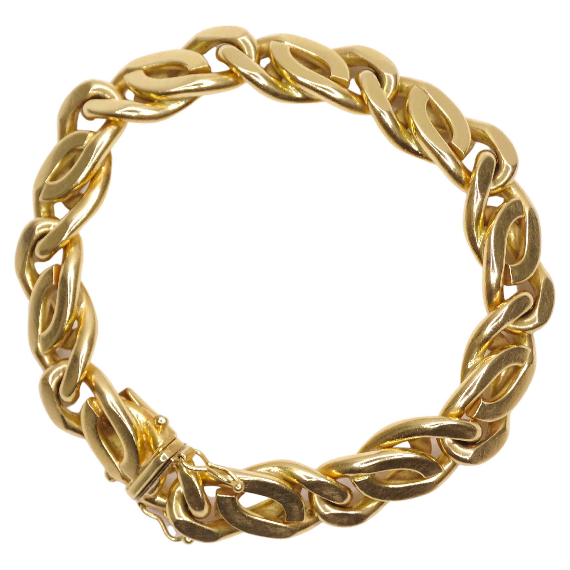 Miami Cuban Bracelet 14k Yellow Gold Chain Link  For Sale