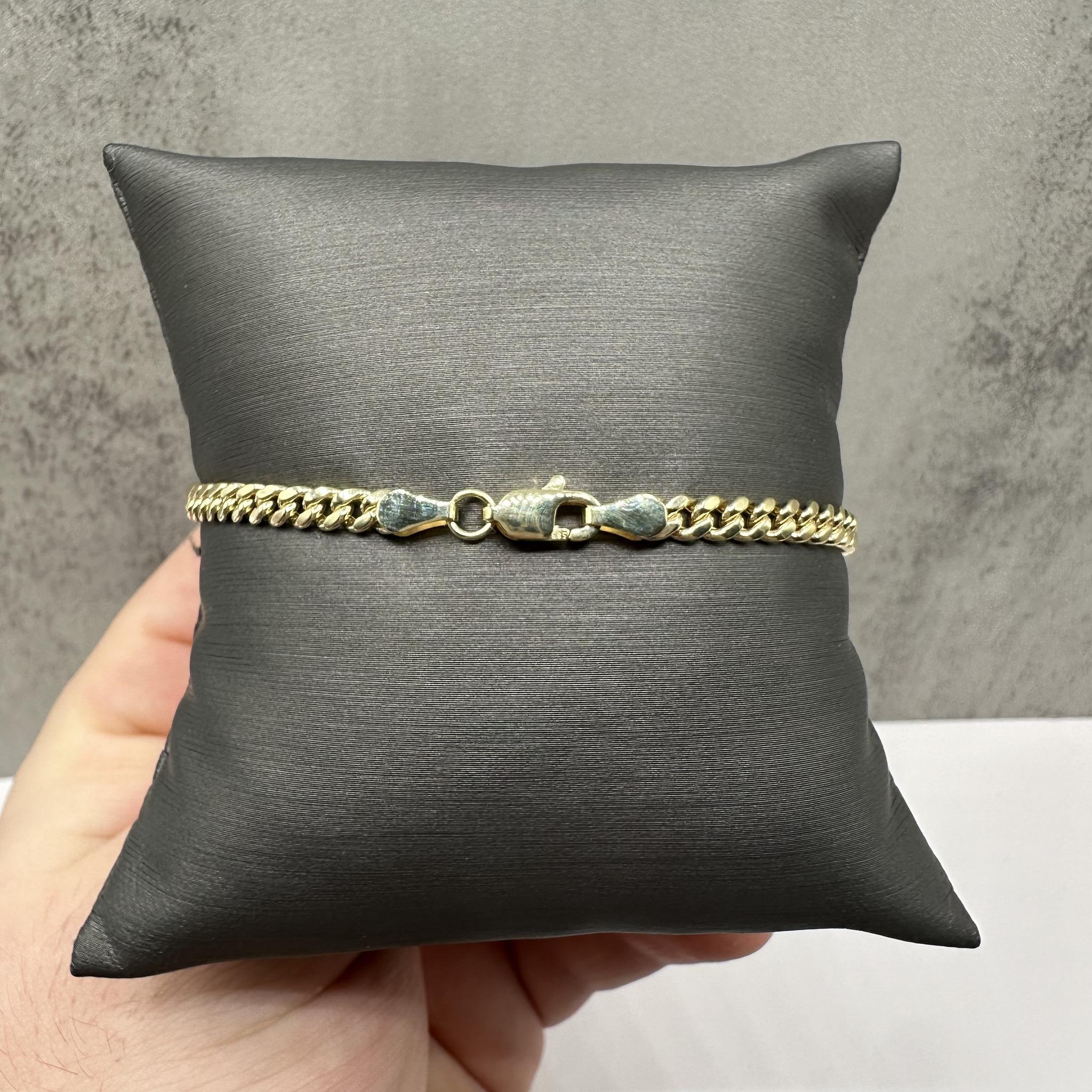 Bracelet cubain en or jaune 14kt - 7.5in, 3.65mm, 3.13g, New Neuf - En vente à West Hempstead, NY