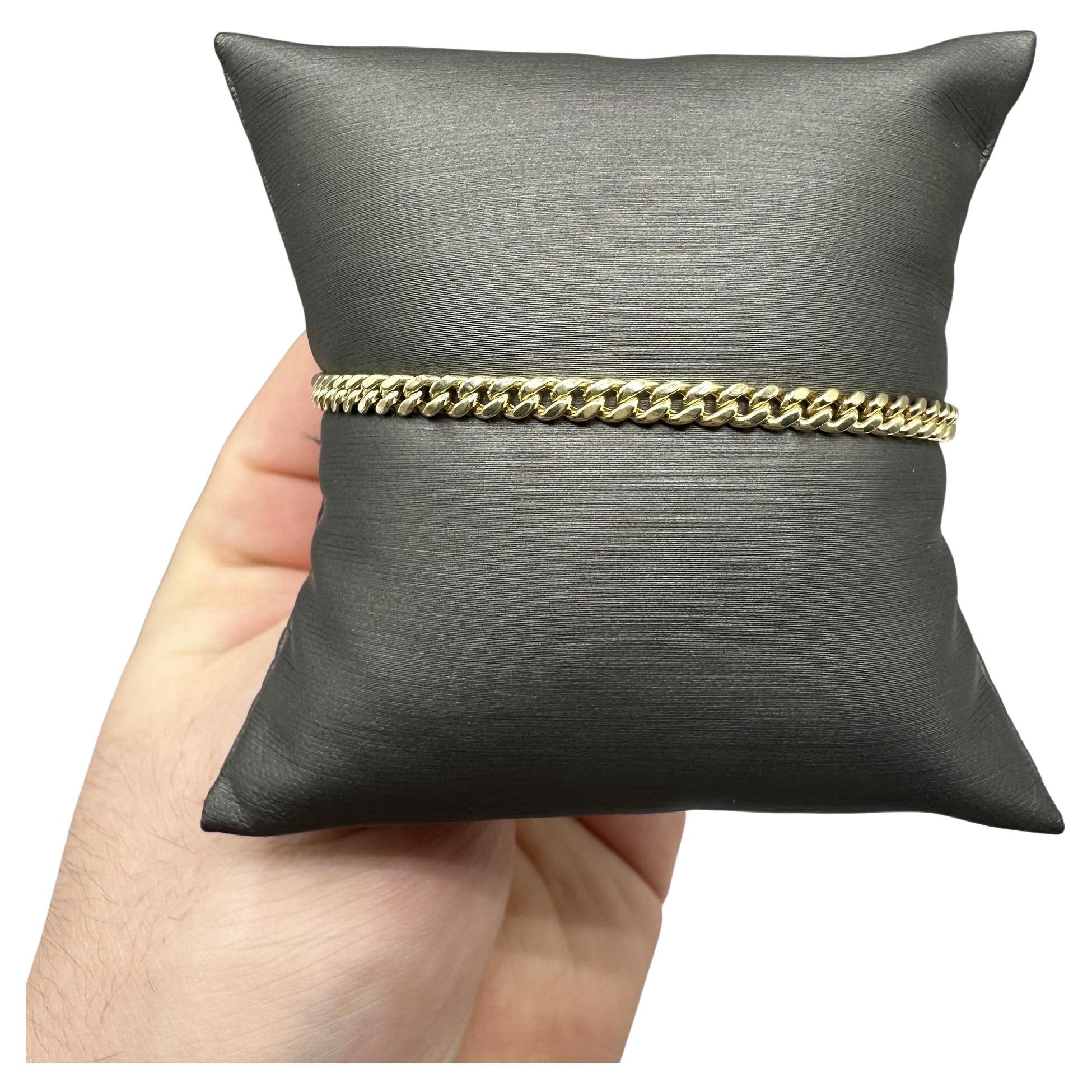 Bracelet cubain en or jaune 14kt - 7.5in, 3.65mm, 3.13g, New