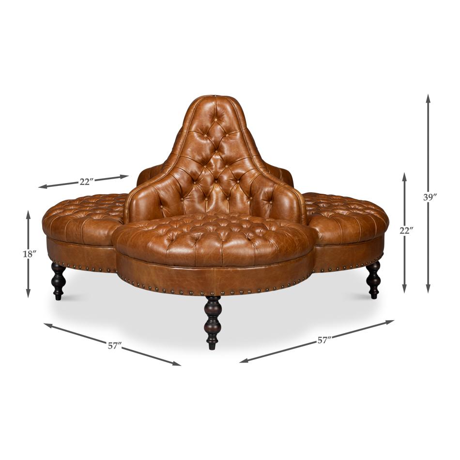 Cuban Brown Four-Sided Lobby Sofa For Sale 4