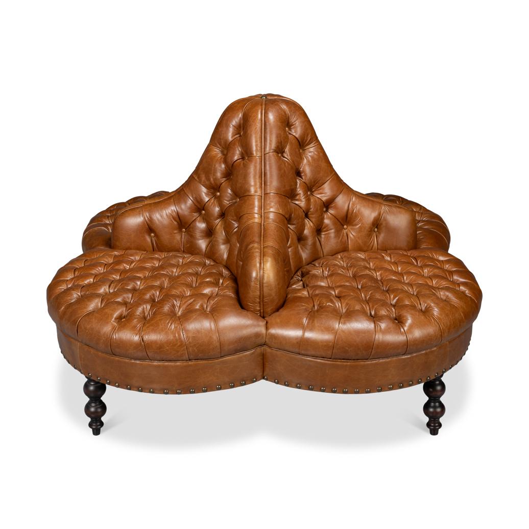 Chesterfield Cuban Brown Four-Sided Lobby Sofa For Sale