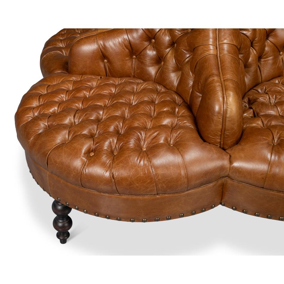 Cuban Brown Four-Sided Lobby Sofa In New Condition For Sale In Westwood, NJ