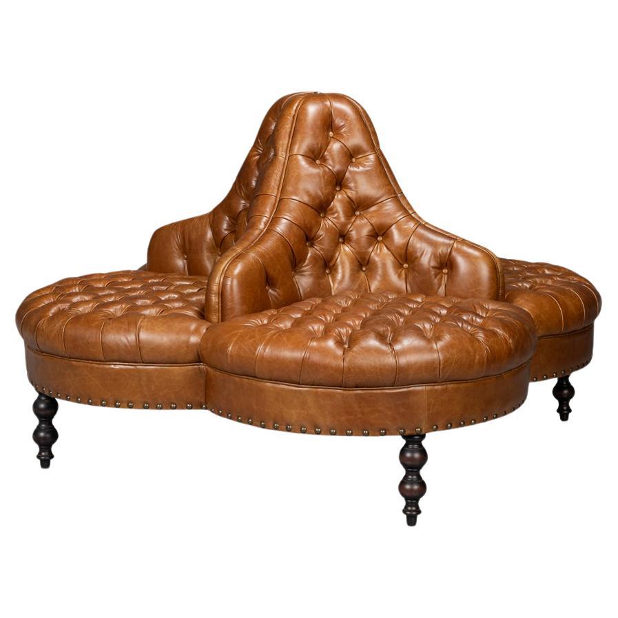 Cuban Brown Four-Sided Lobby Sofa For Sale