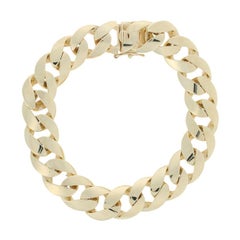 Cuban Chain Bracelet, 14 Karat Yellow Gold Men's Gift