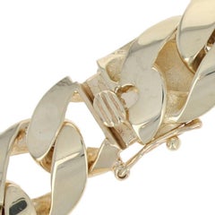 Cuban Chain Bracelet, 14 Karat Yellow Gold Men's Gift