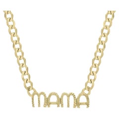 Collana MAMA con catena cubana e lettera in oro giallo 14K