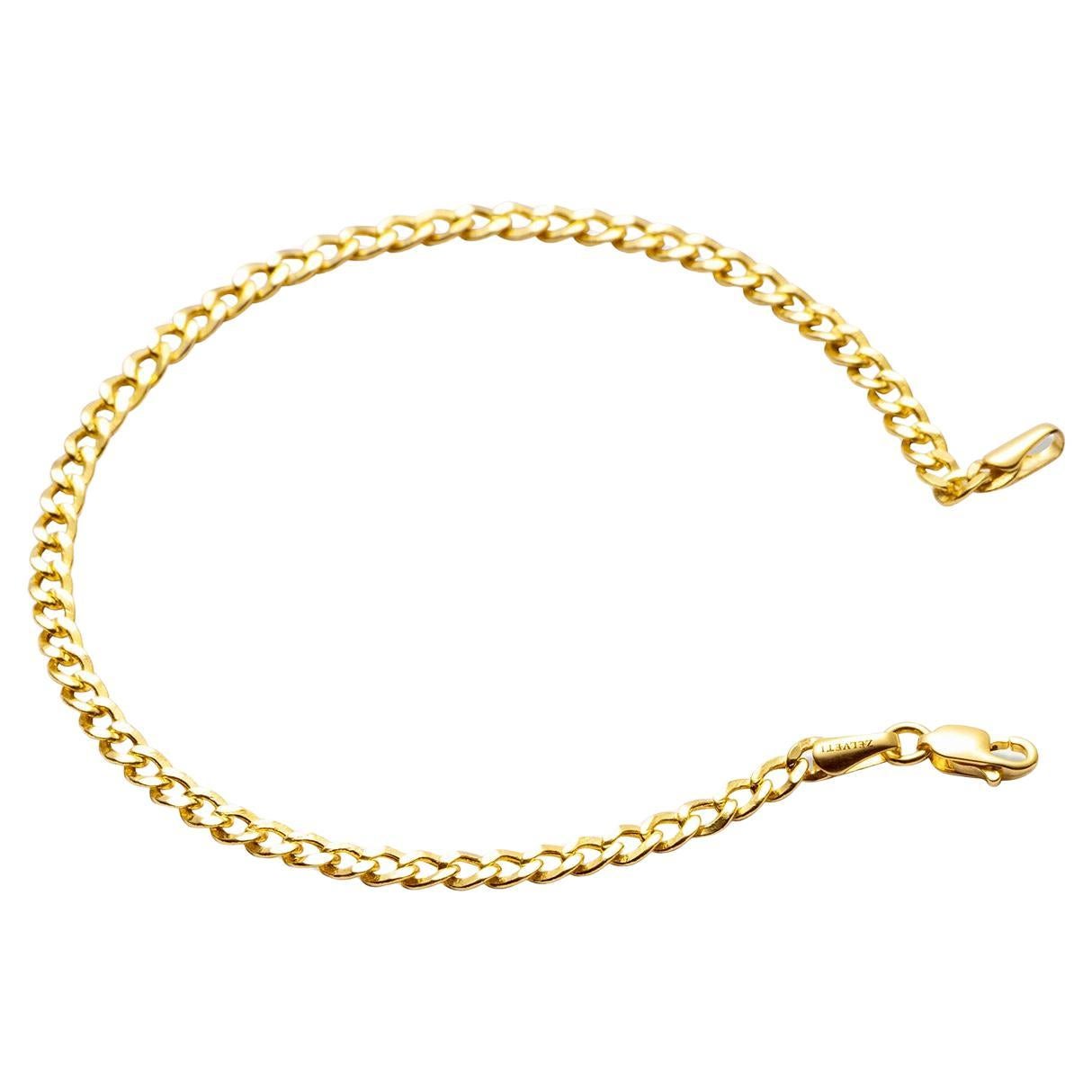 Cuban Curb Bold Link Chain Bracelet Solid Gold Minimalist Handmade 14 Karat