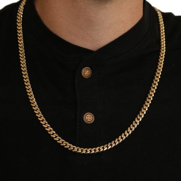 14K Solid Gold Cuban Curb Chain Necklace - 2.5mm To 7mm, Lobster Claw Clasp