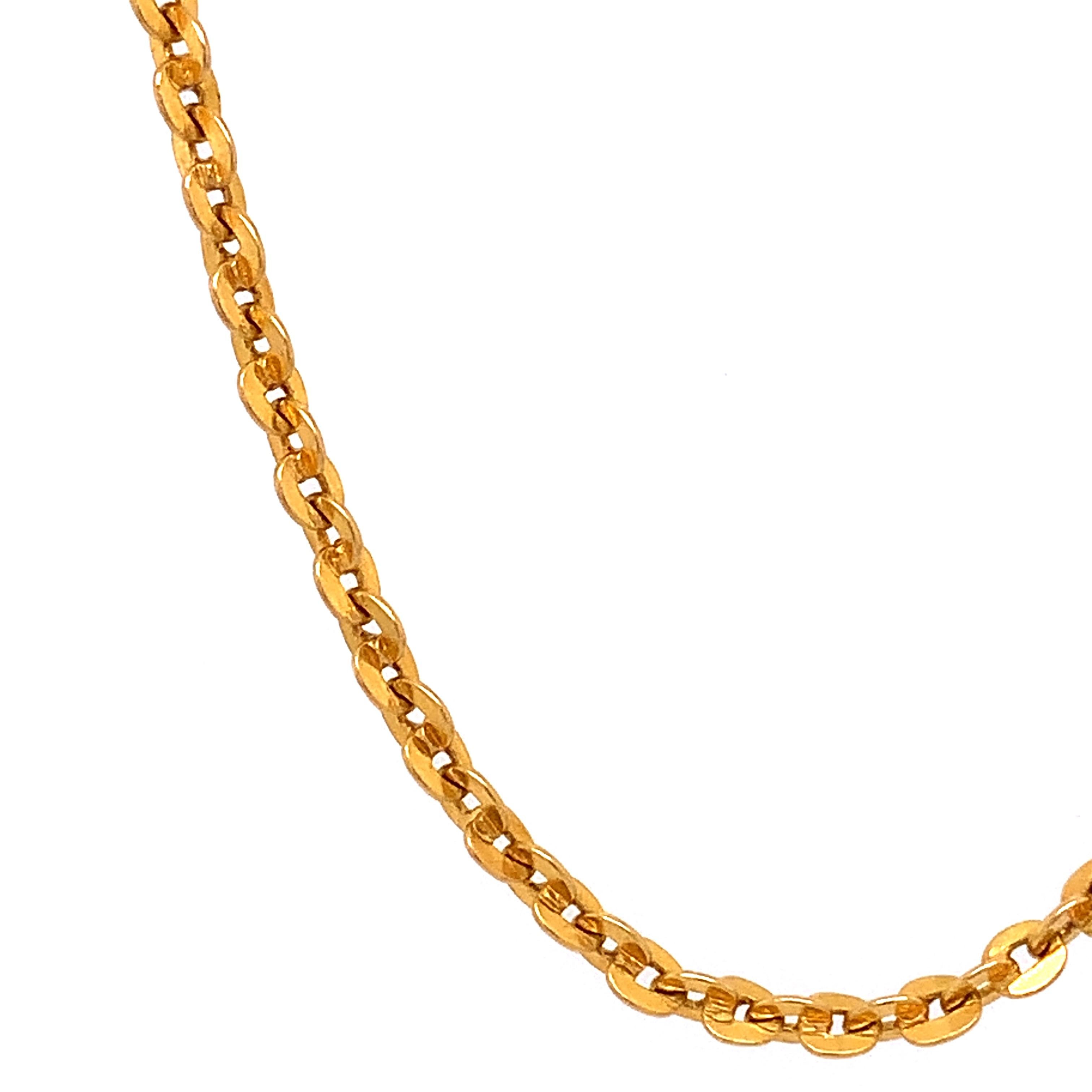 Collier à maillons cubains à ancre en or jaune 22 carats Unisexe en vente