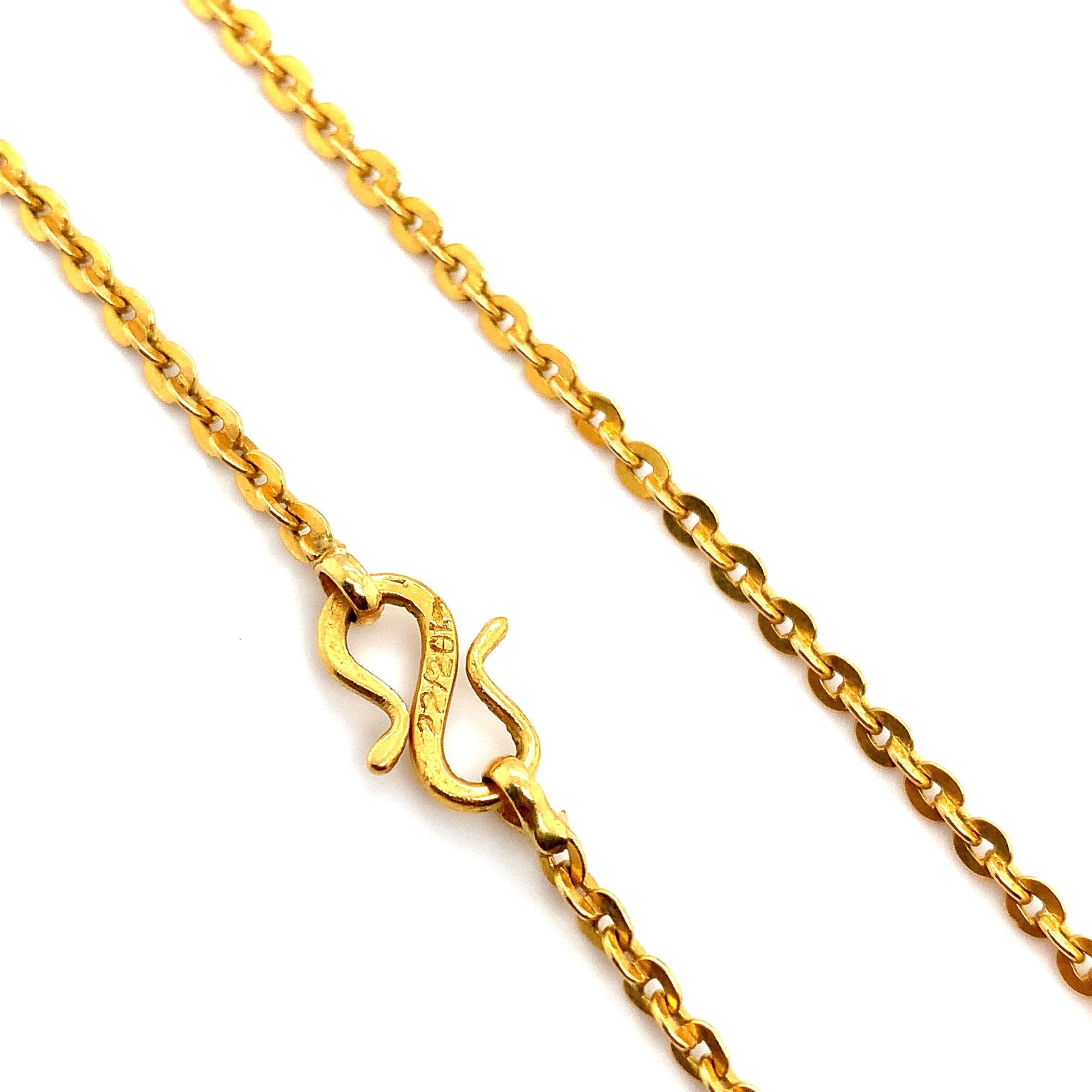 Collier à maillons cubains à ancre en or jaune 22 carats en vente 1