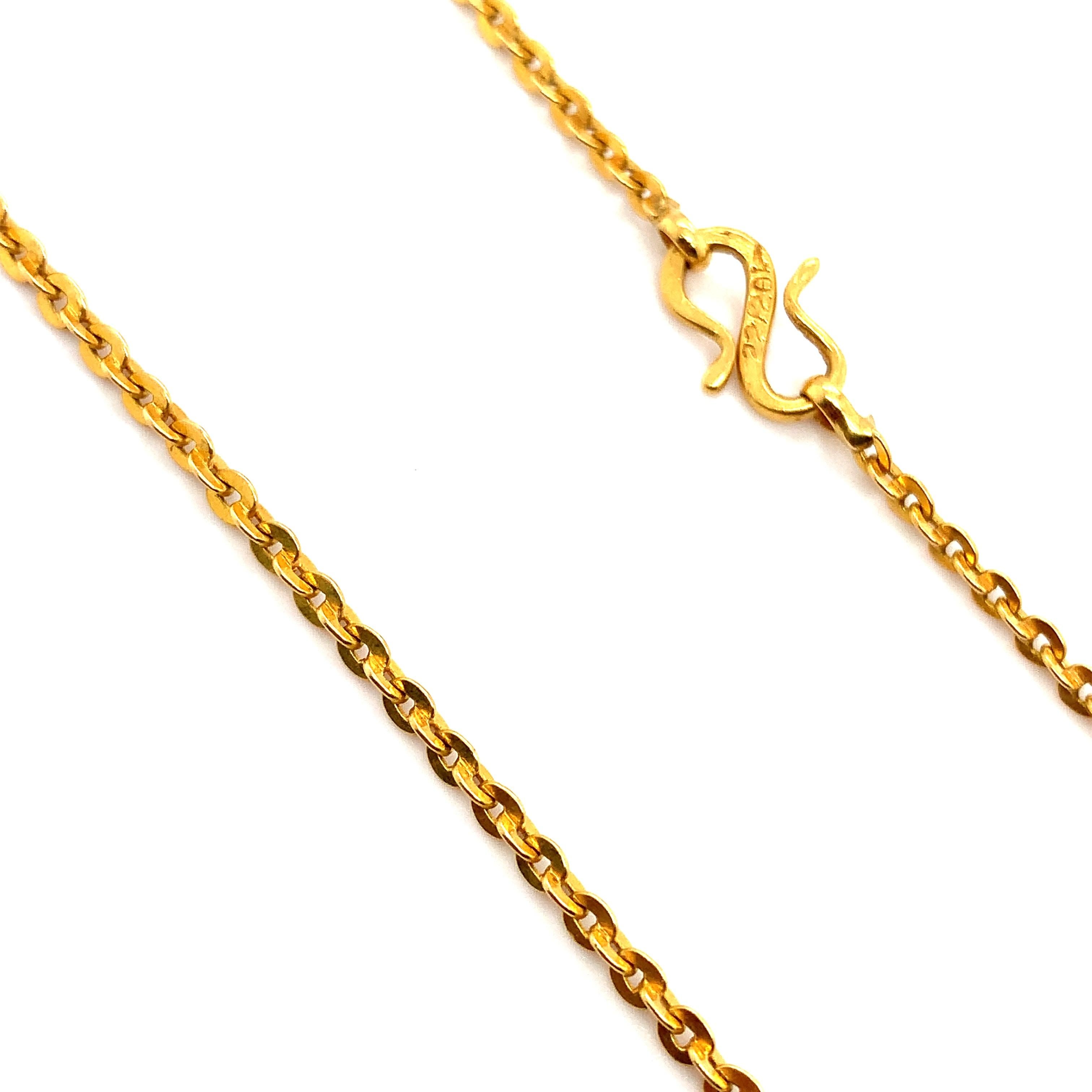 Collier à maillons cubains à ancre en or jaune 22 carats en vente 2