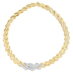 Cuban Curb Gliederkette Halskette mit Diamanten 2,75 Karat 14K Gelbgold