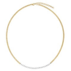 Cuban Diamond Bar 14K (or 18k upon request) Yellow Gold Chain Necklace