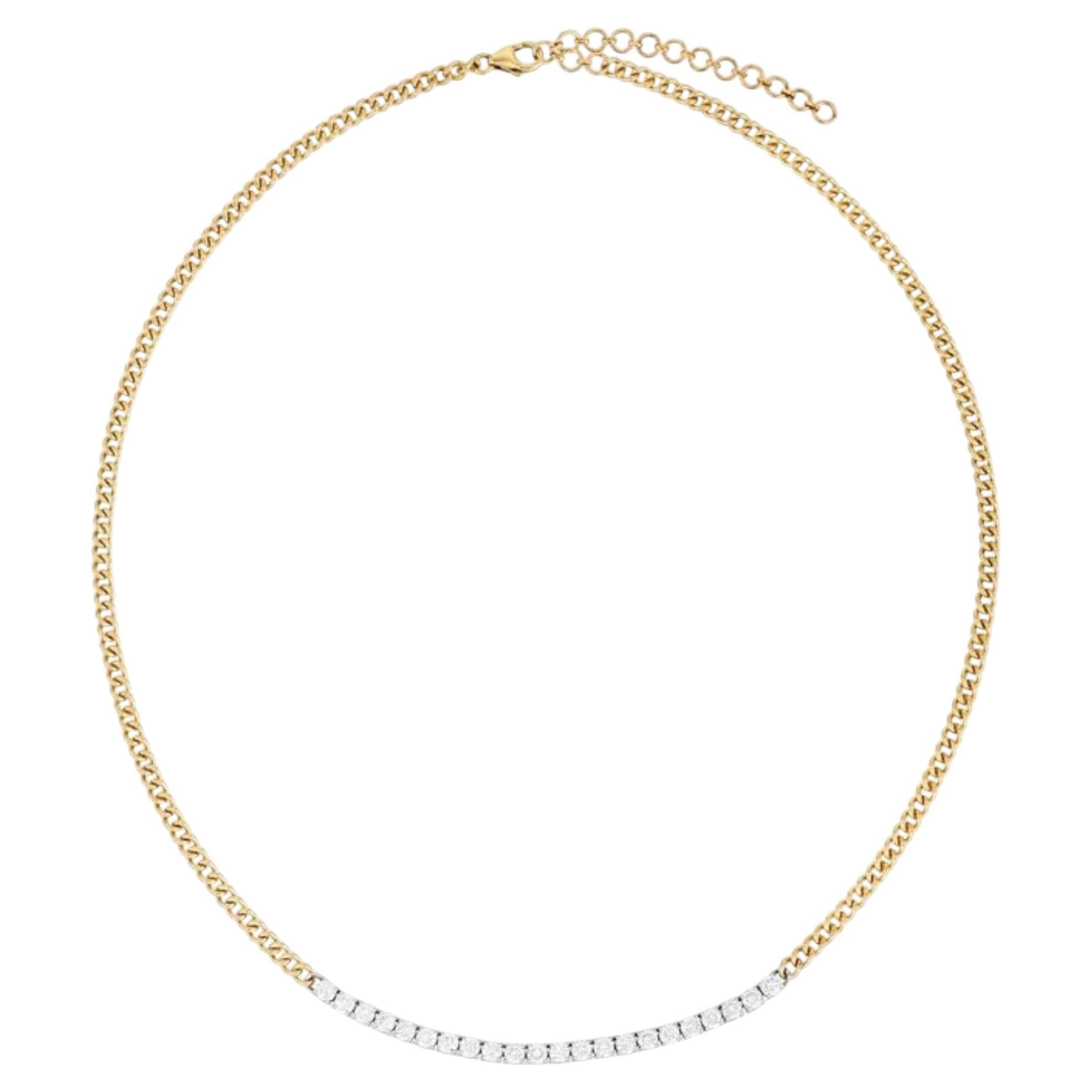 Halskette mit 1,95 Karat Diamant in kubanischer Stabform und einer Kette aus 14-karätigem Gelbgold im Angebot