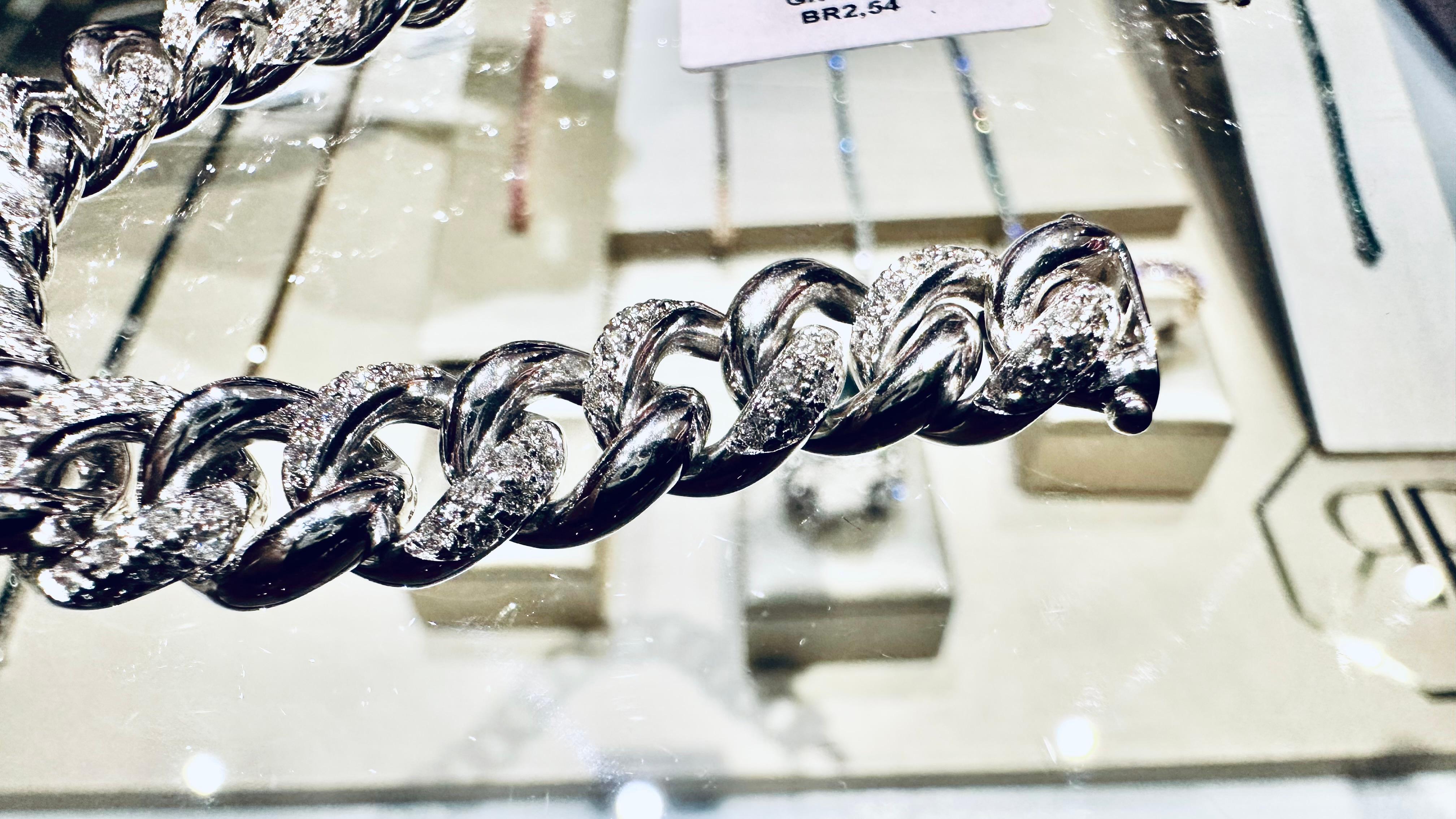 Elegancia Cubana: Pulsera Oro Blanco y Diamantes ct 2.54 - Il Lusso Italiano Corte brillante en venta