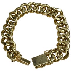 Cuban Link 22.5 Karat Yellow Gold Link Bracelet, Unisex