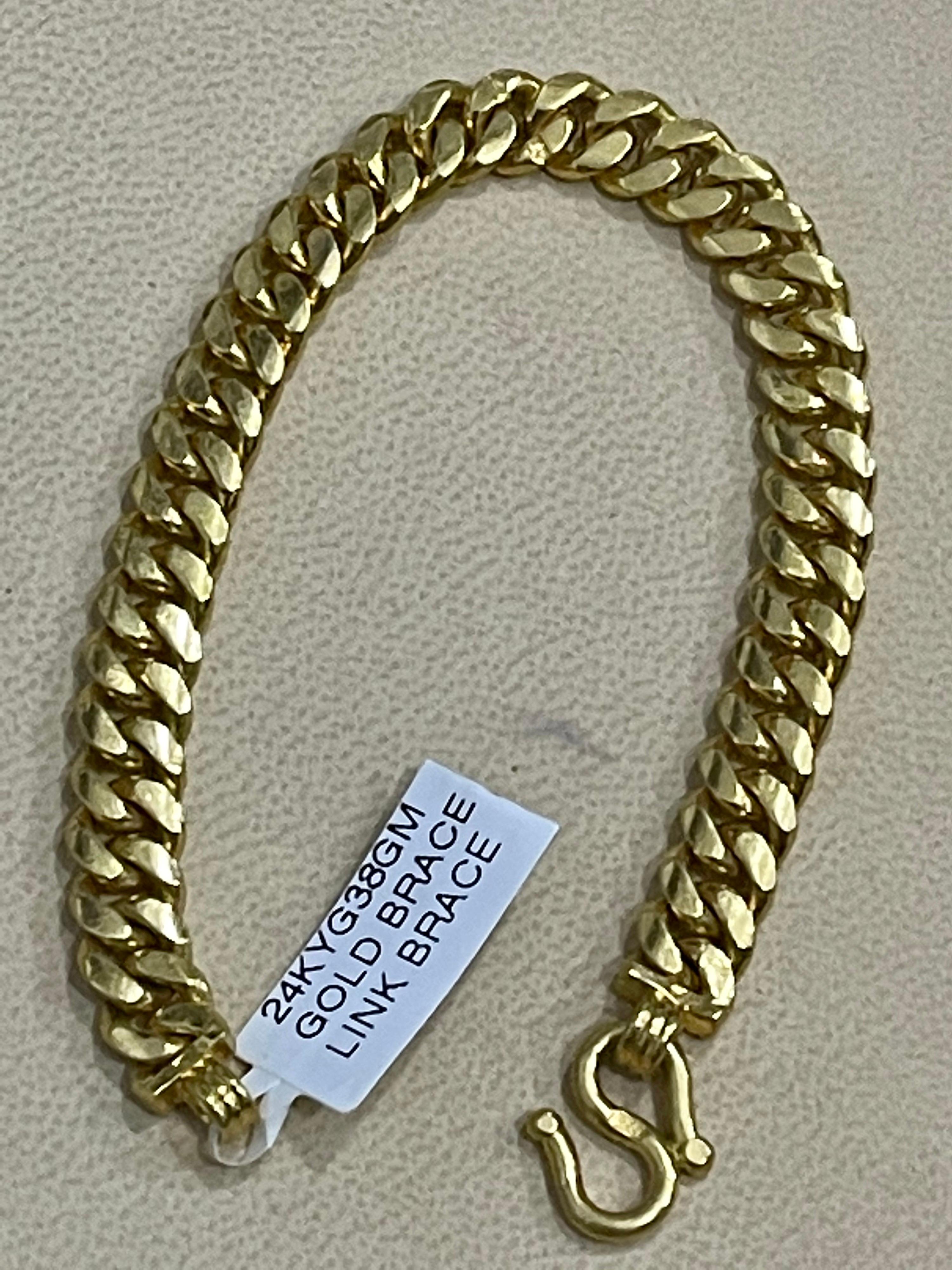 Cuban Link 24 Karat Pure Yellow Gold Bracelet, 37.5 Gm, Unisex 6
