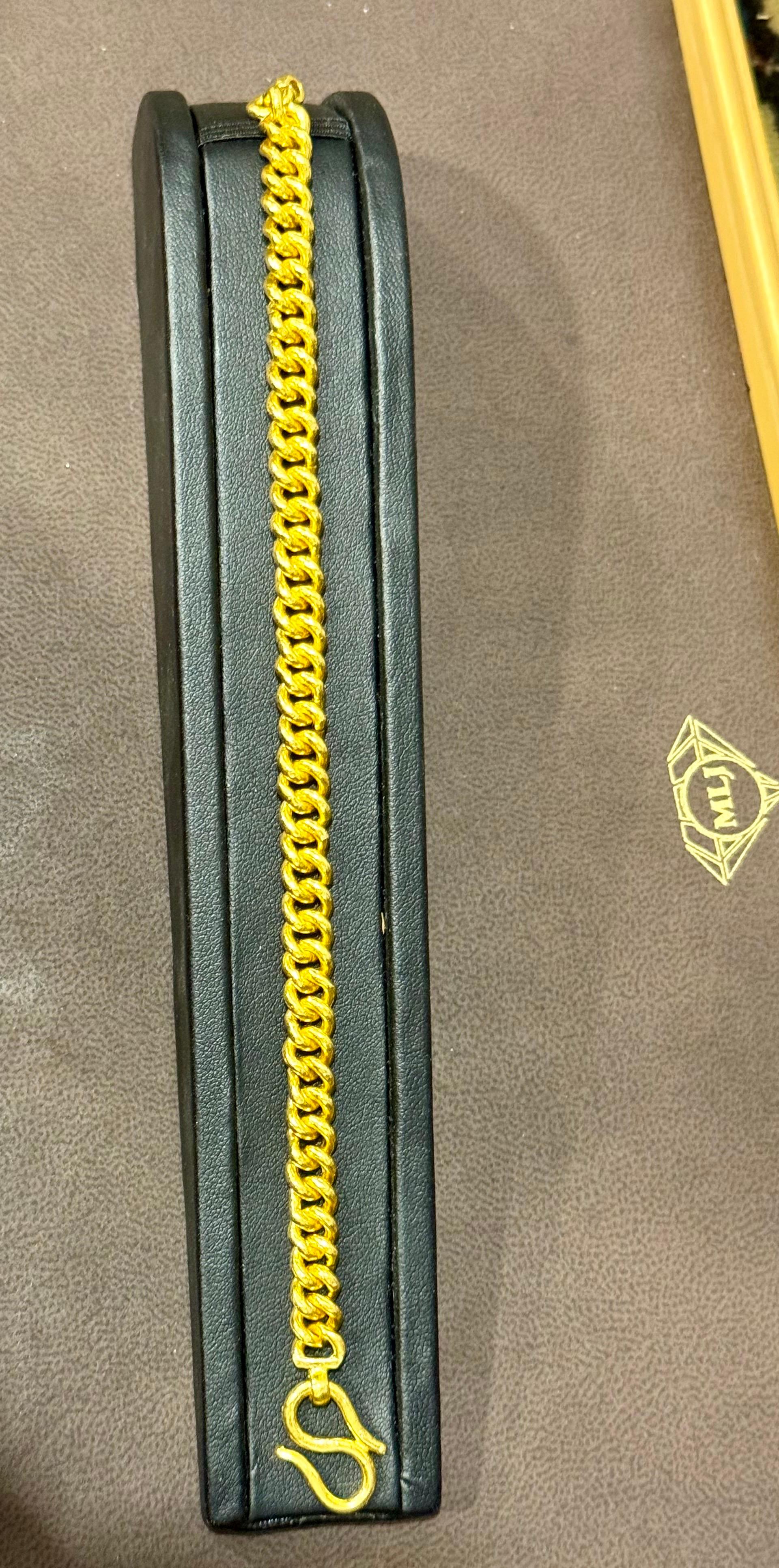 Cuban Link 24 Karat reines Gelbgold Massives Armband, Solid, 46,8 Gm, Unisex , 8 INCH im Zustand „Hervorragend“ im Angebot in New York, NY