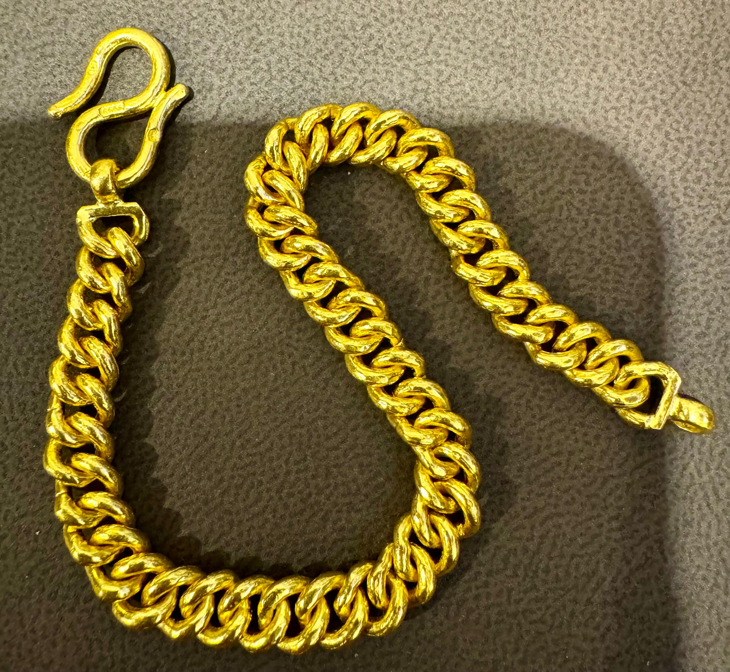 Cuban Link 24 Karat reines Gelbgold Massives Armband, Solid, 46,8 Gm, Unisex , 8 INCH im Angebot 3