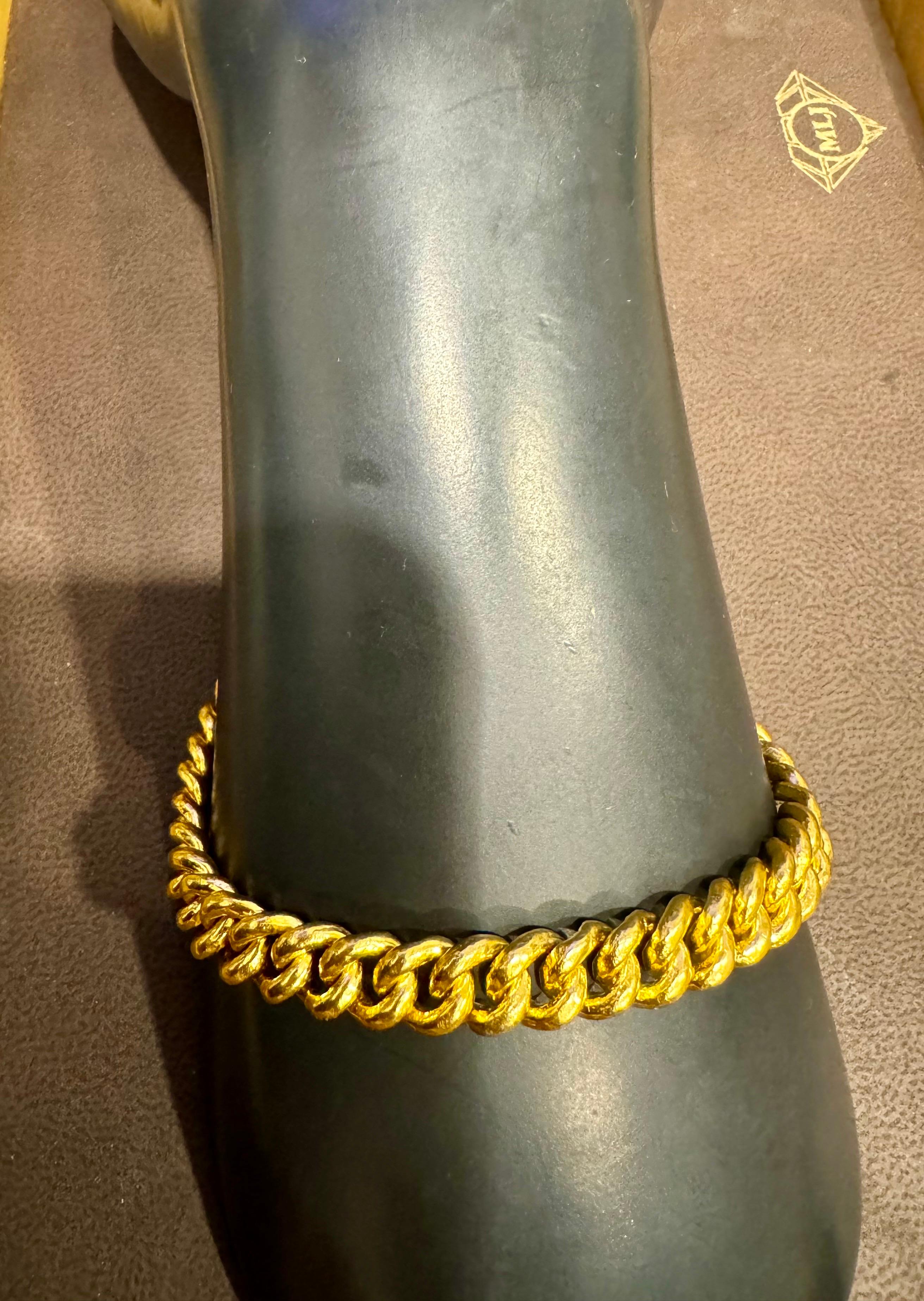 Bracelet à maillons cubains en or jaune pur 24 carats, 65 g, unisexe, 8 INCH en vente 9