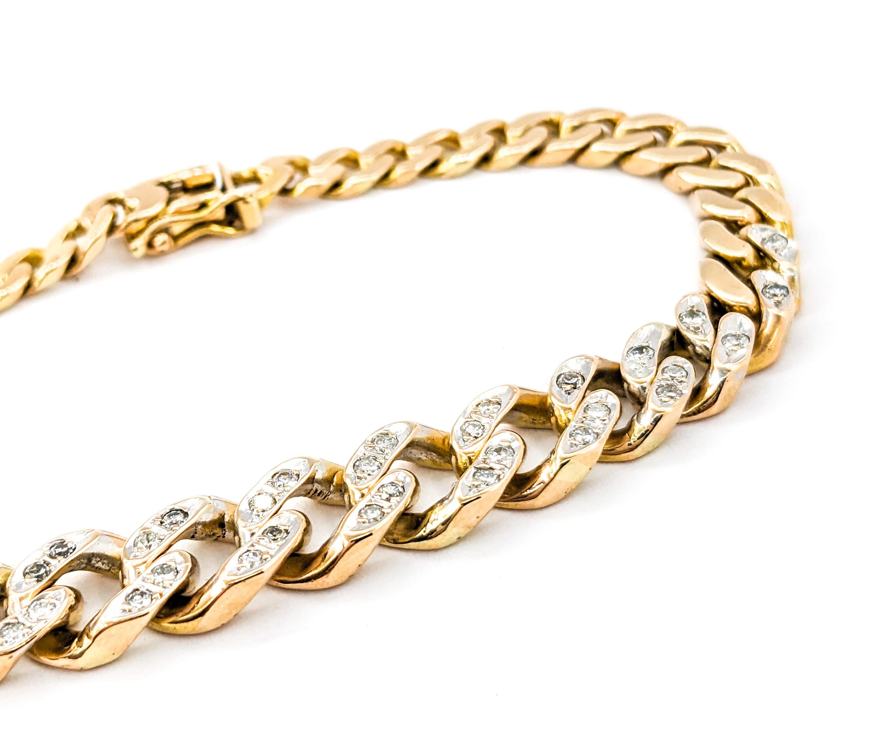 Bracelet à maillons cubains avec diamants en or jaune en vente 2