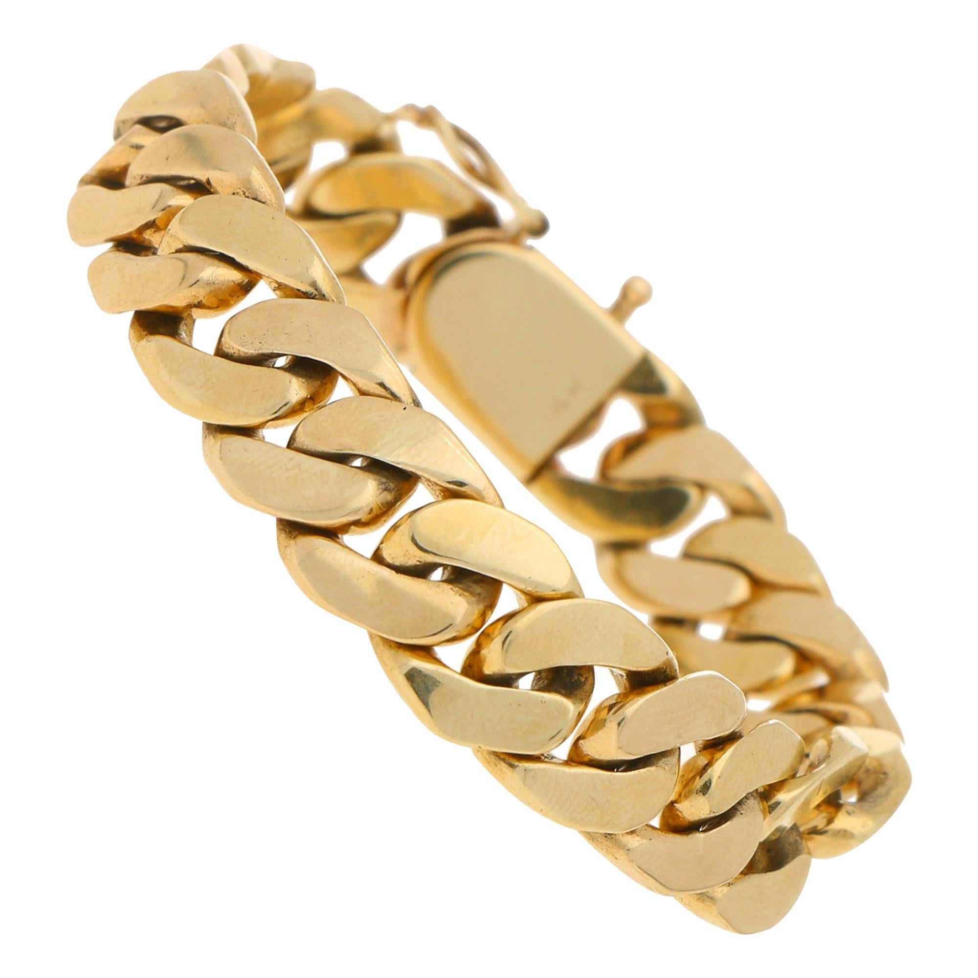 Cuban Link Chain Bracelet in 14 Karat Yellow Gold