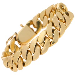 Vintage Cuban Link Chain Bracelet in Yellow Gold