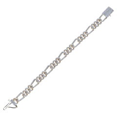 Bracciale a catena a maglie cubane con diamanti rotondi e design a serratura, oro 10k