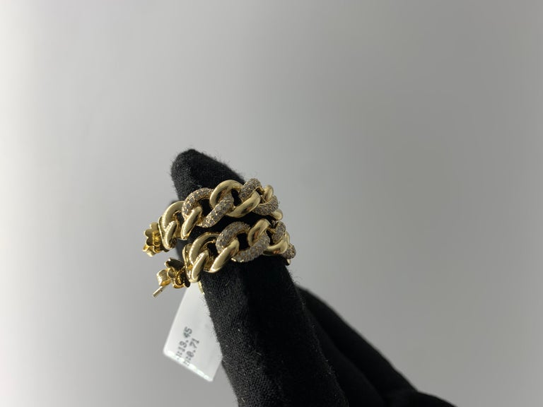 E2100 CZ Cuban Link Gold Earrings