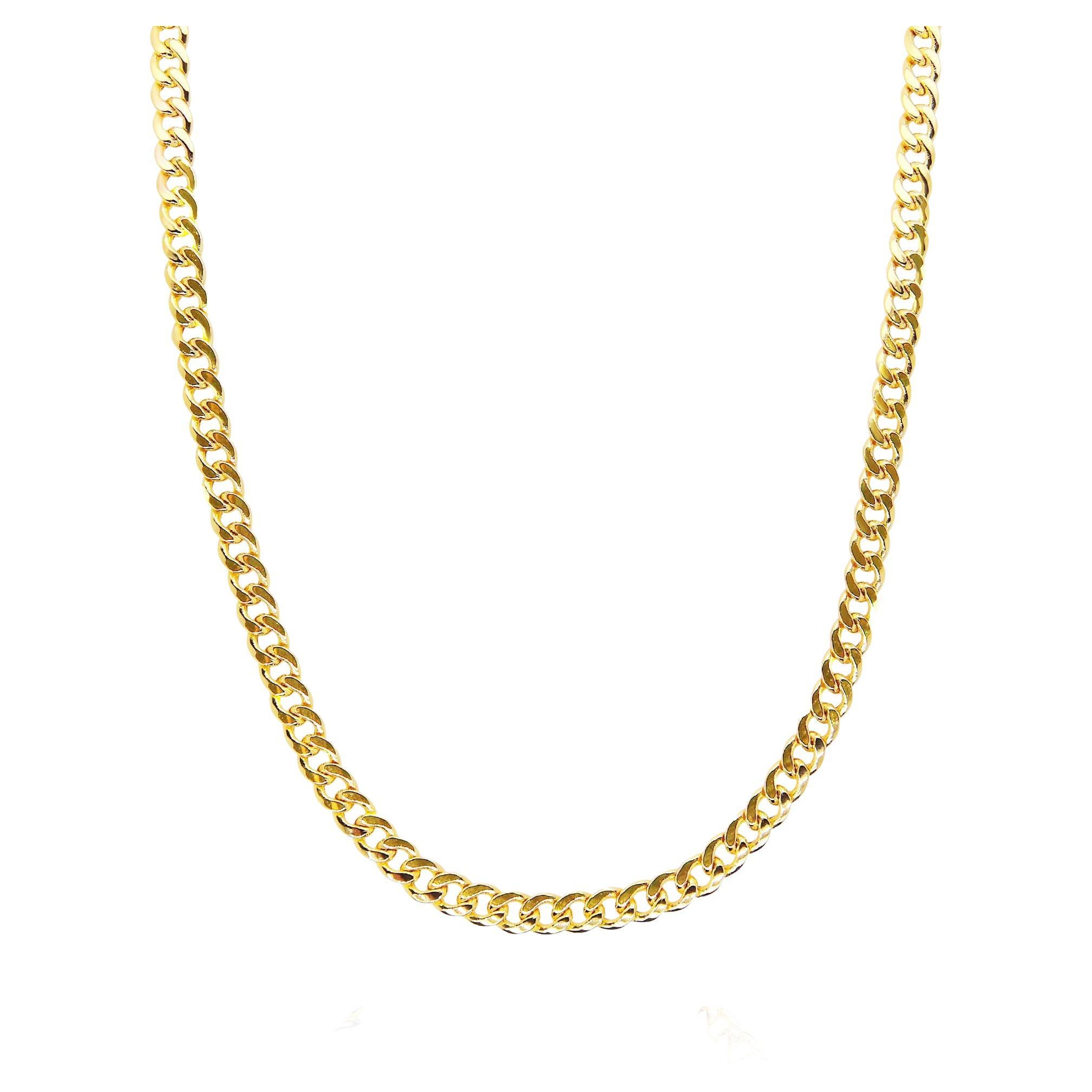 Cuban Link Chain Necklace 14K Yellow Gold For Sale