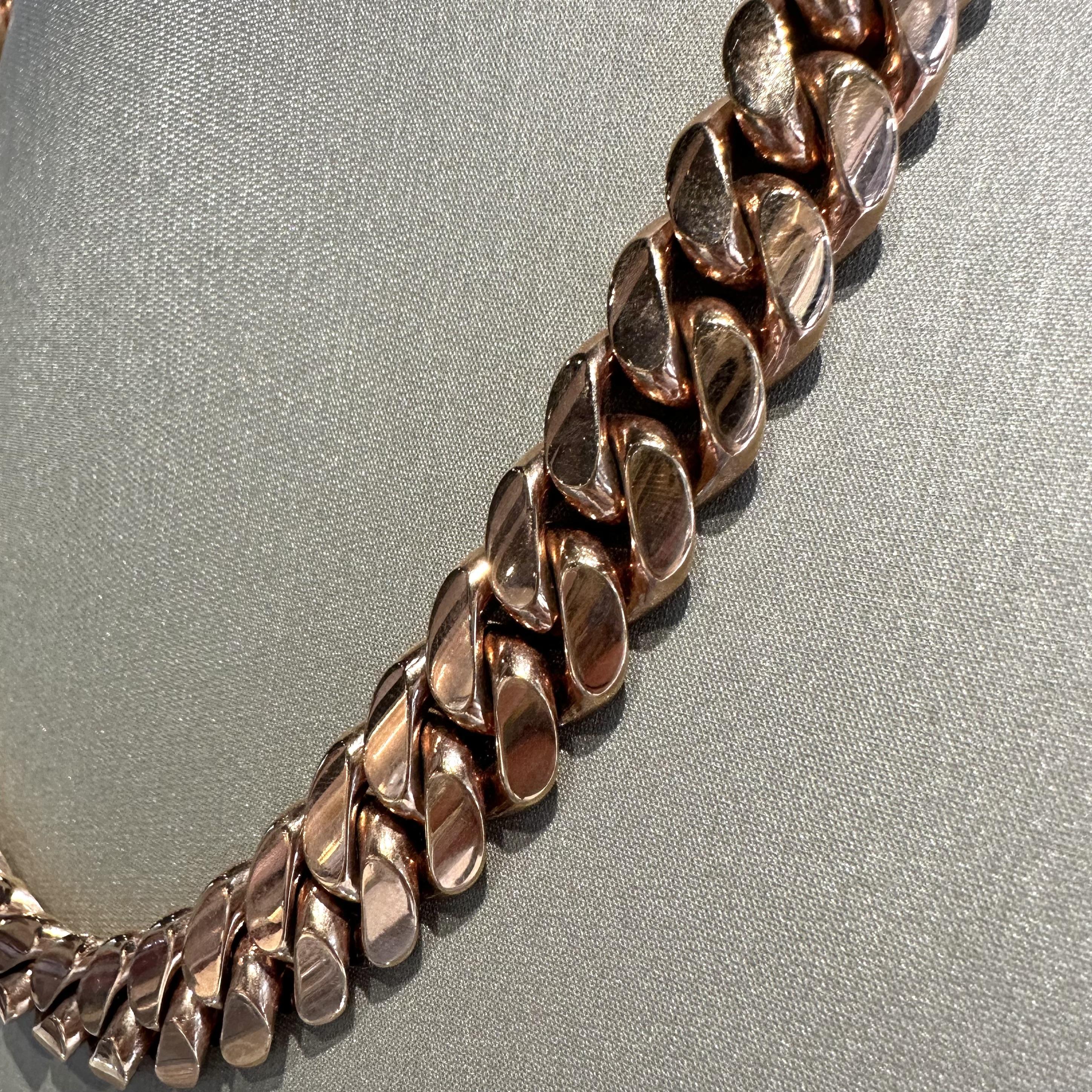 Cuban Link Chain Necklace in 10k Rose Gold, 297.1 grams, 21 inches
0.5 inches wide

Can be polished upon request