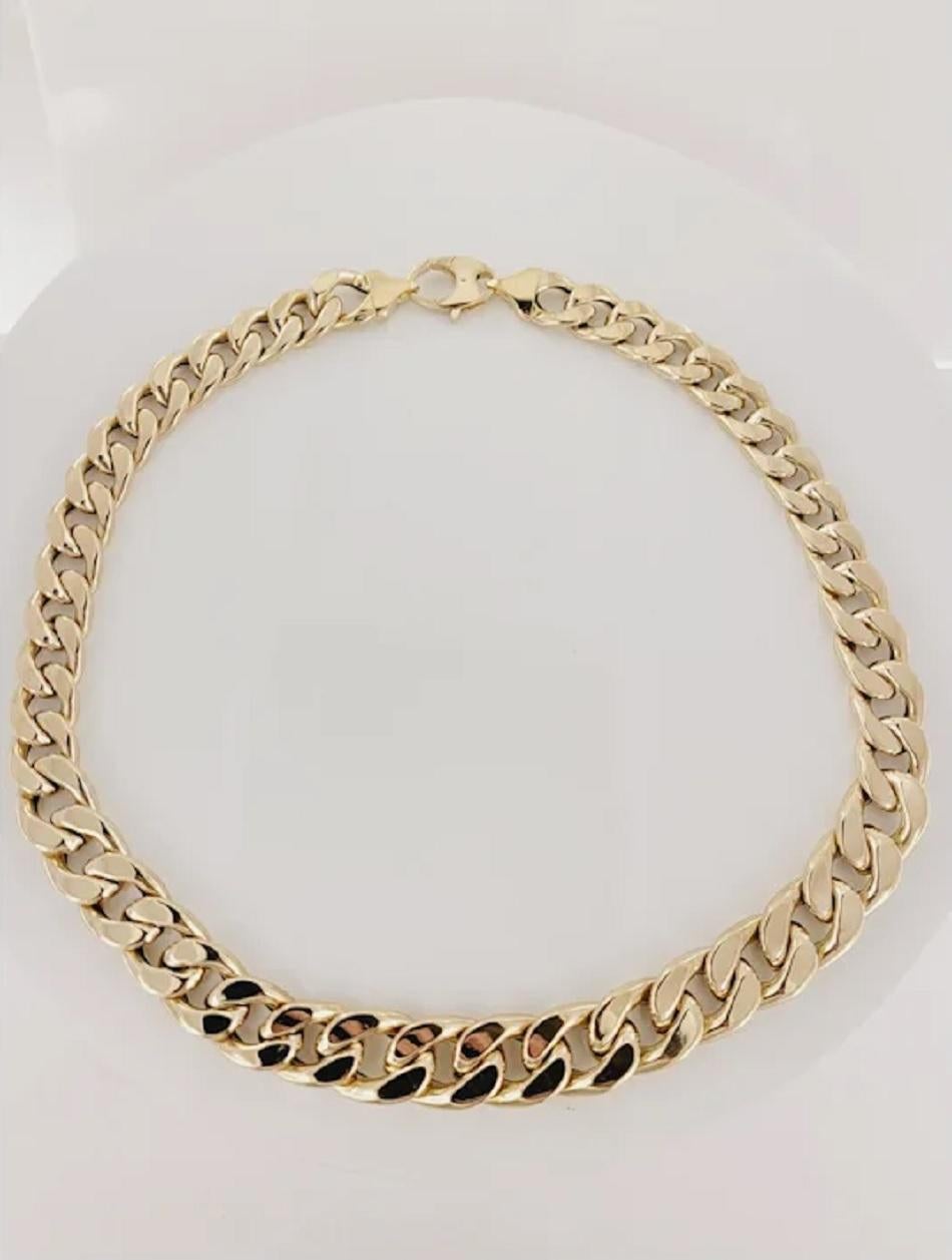Cuban Link Chain Set in 14K Yellow Gold In New Condition For Sale In New York, NY