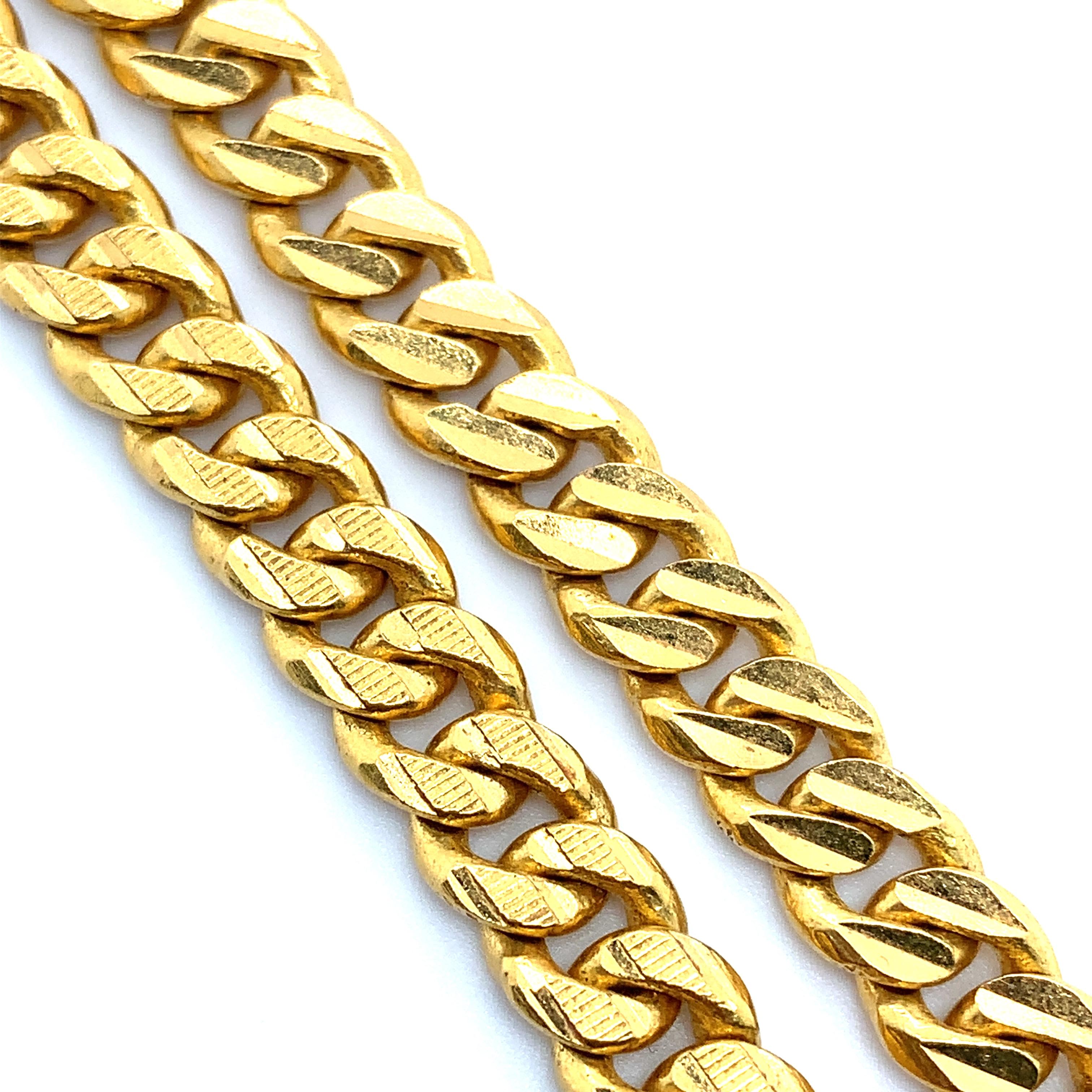 Collier à maillons cubains en or jaune 22 carats en vente 5