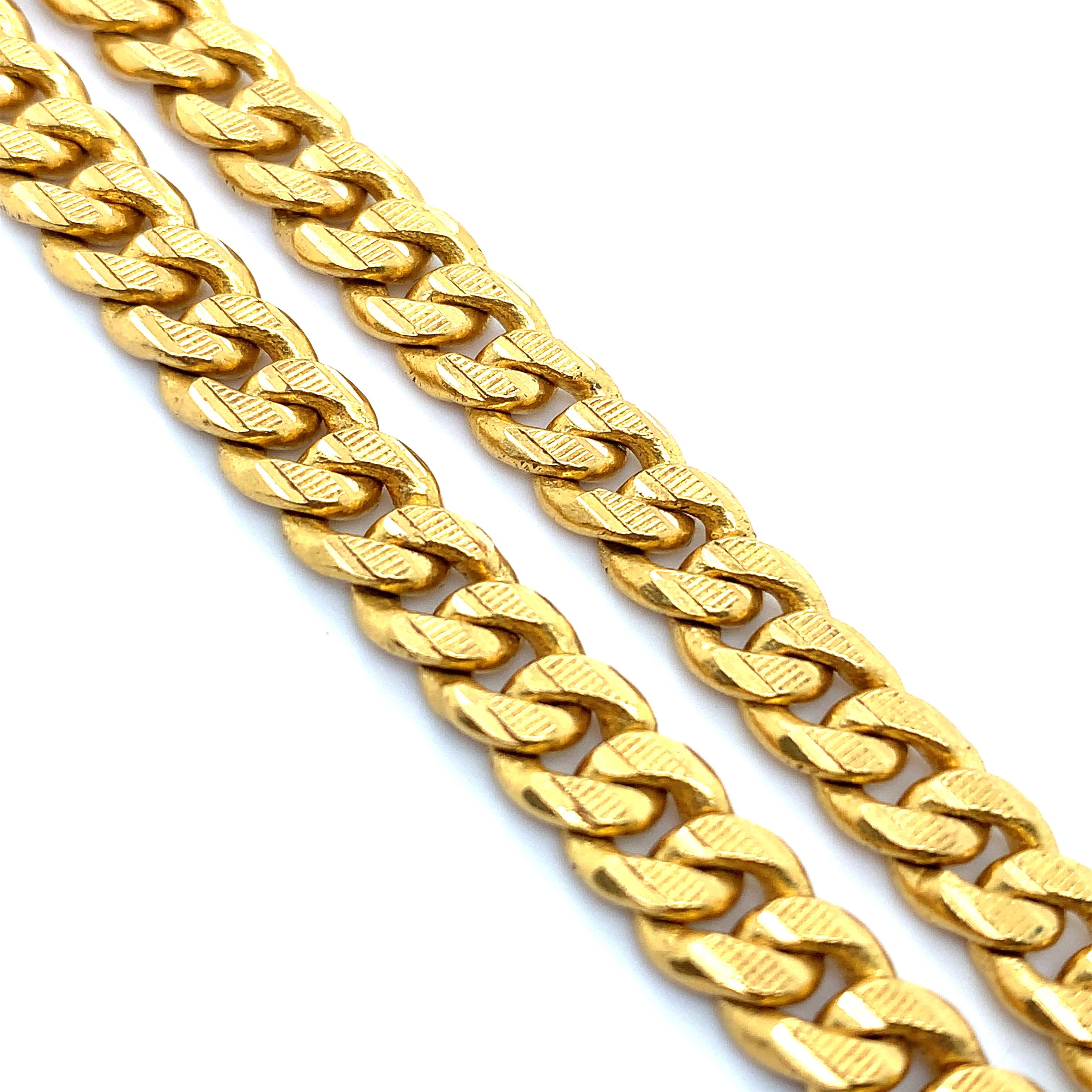 Collier à maillons cubains en or jaune 22 carats en vente 6