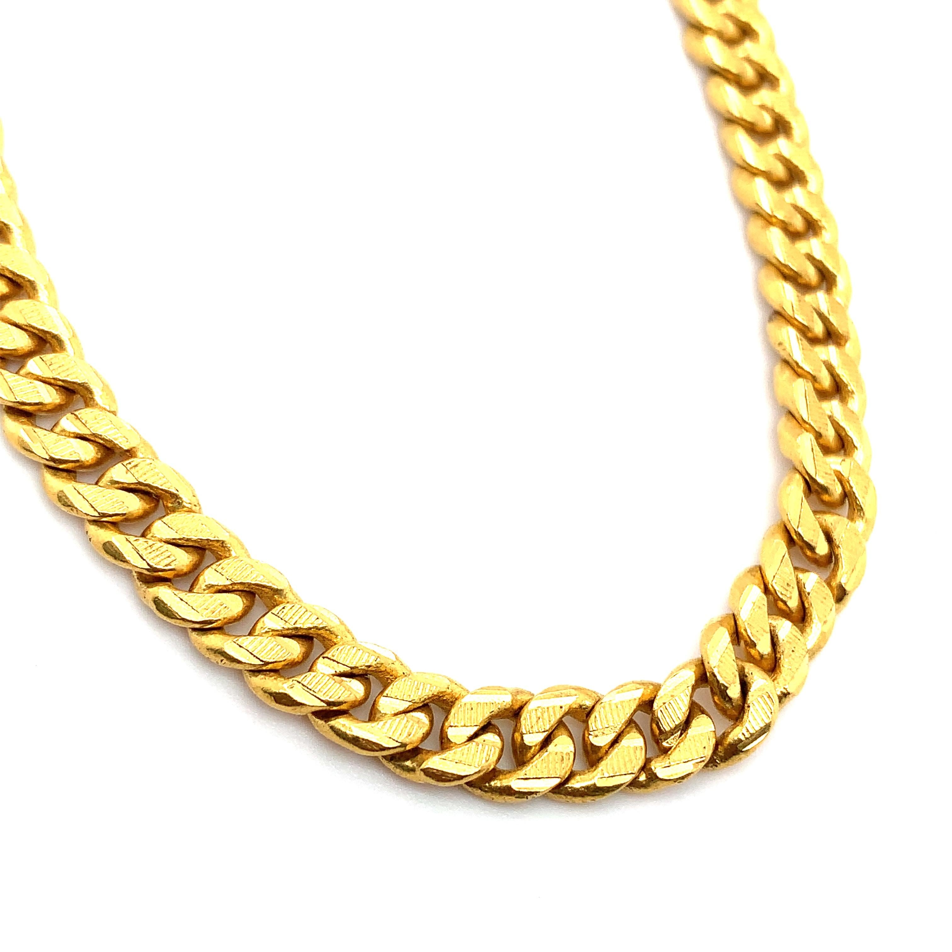 Moderne Collier à maillons cubains en or jaune 22 carats en vente
