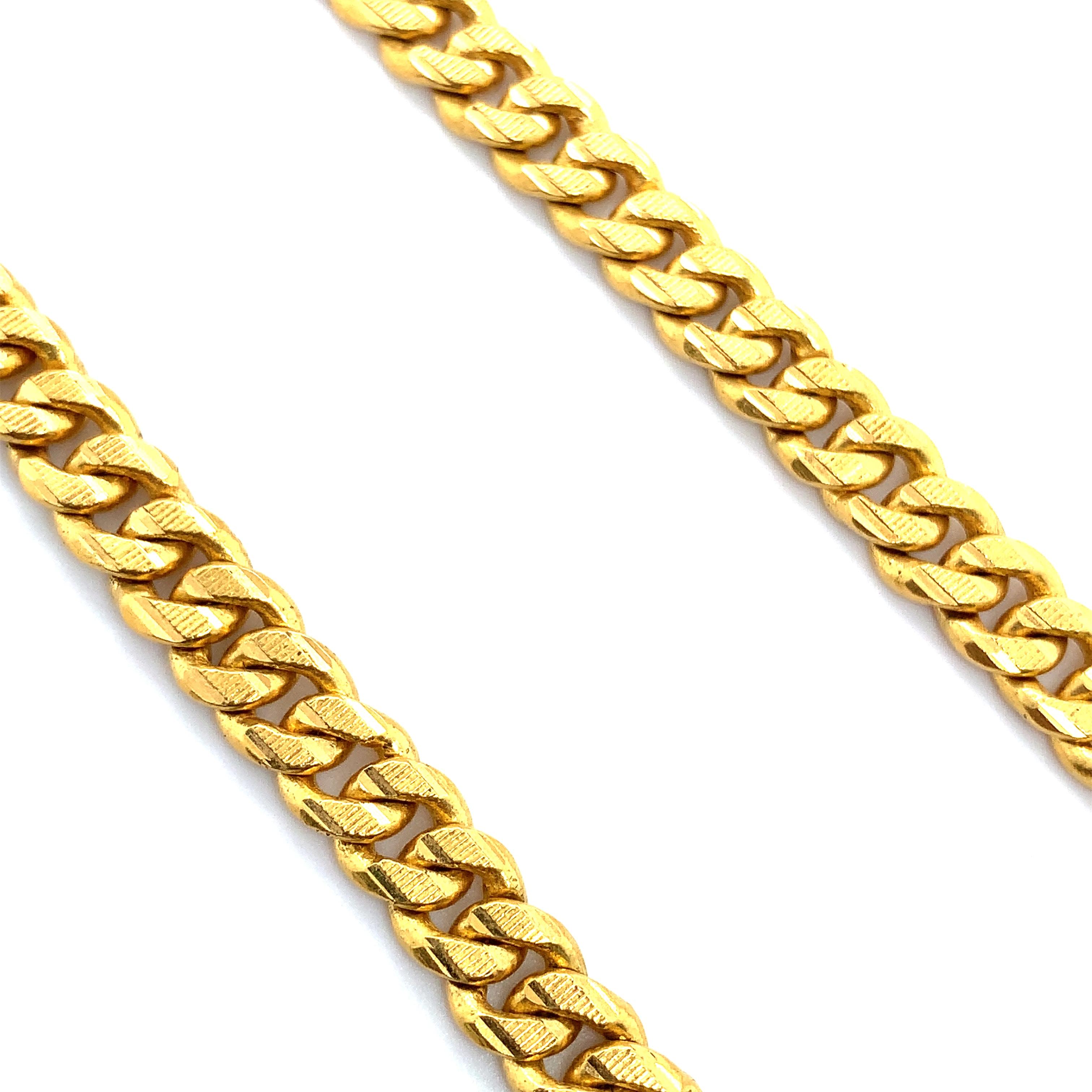 Collier à maillons cubains en or jaune 22 carats Unisexe en vente