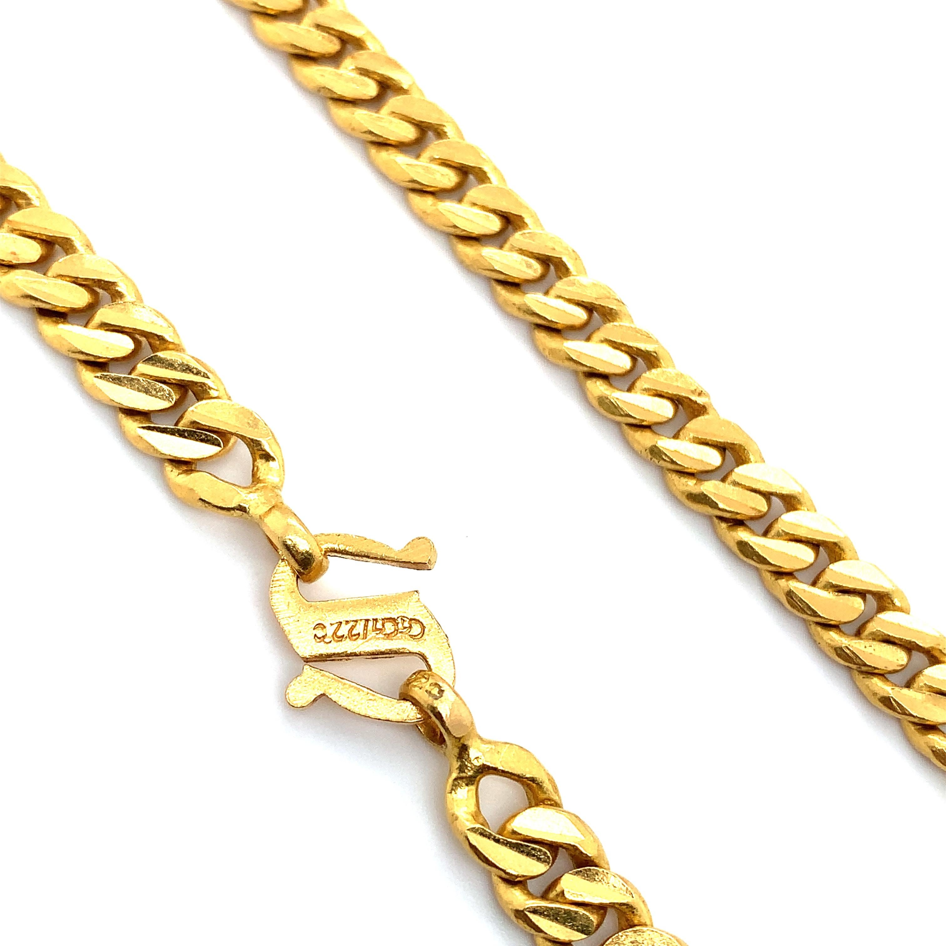 Collier à maillons cubains en or jaune 22 carats en vente 1
