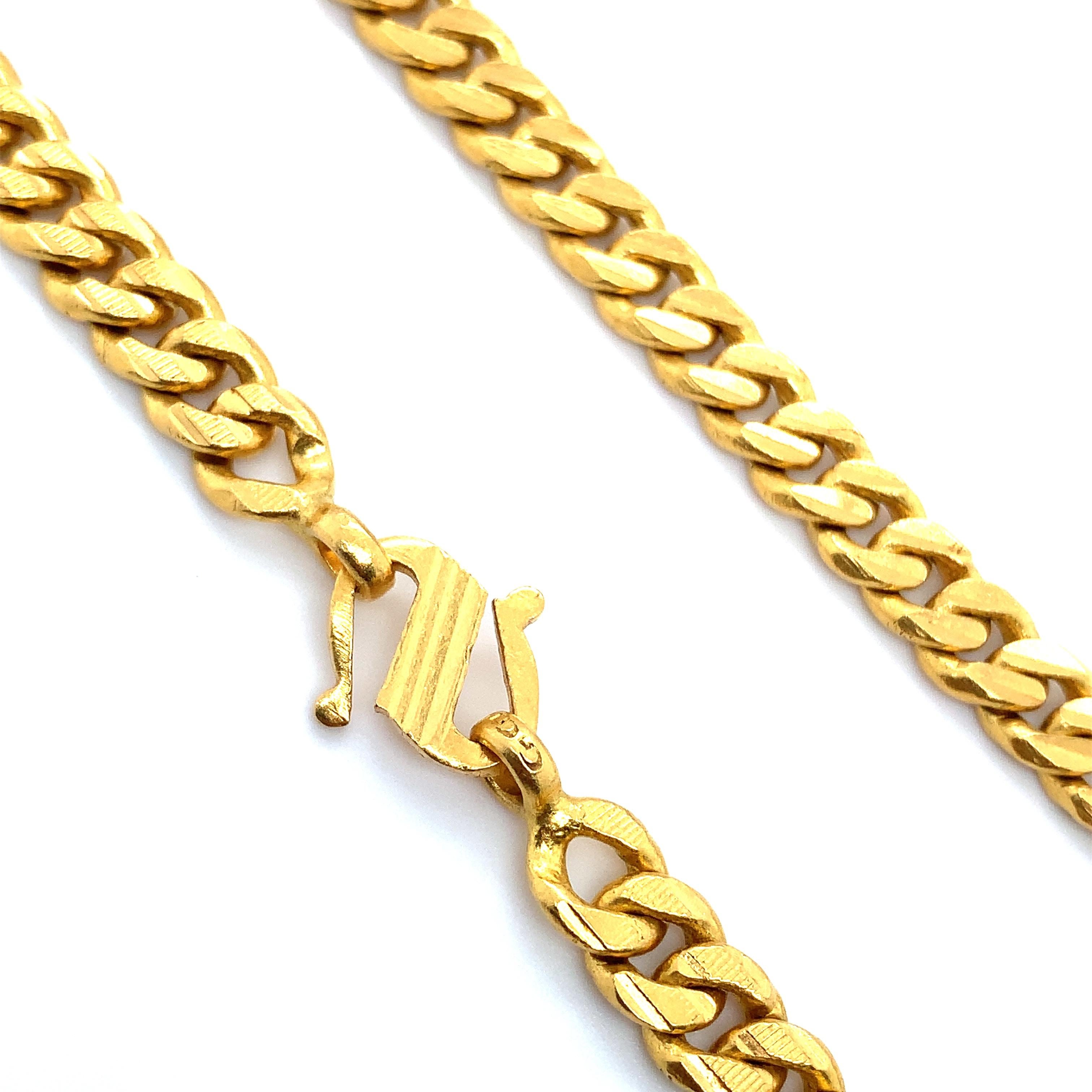 Collier à maillons cubains en or jaune 22 carats en vente 2