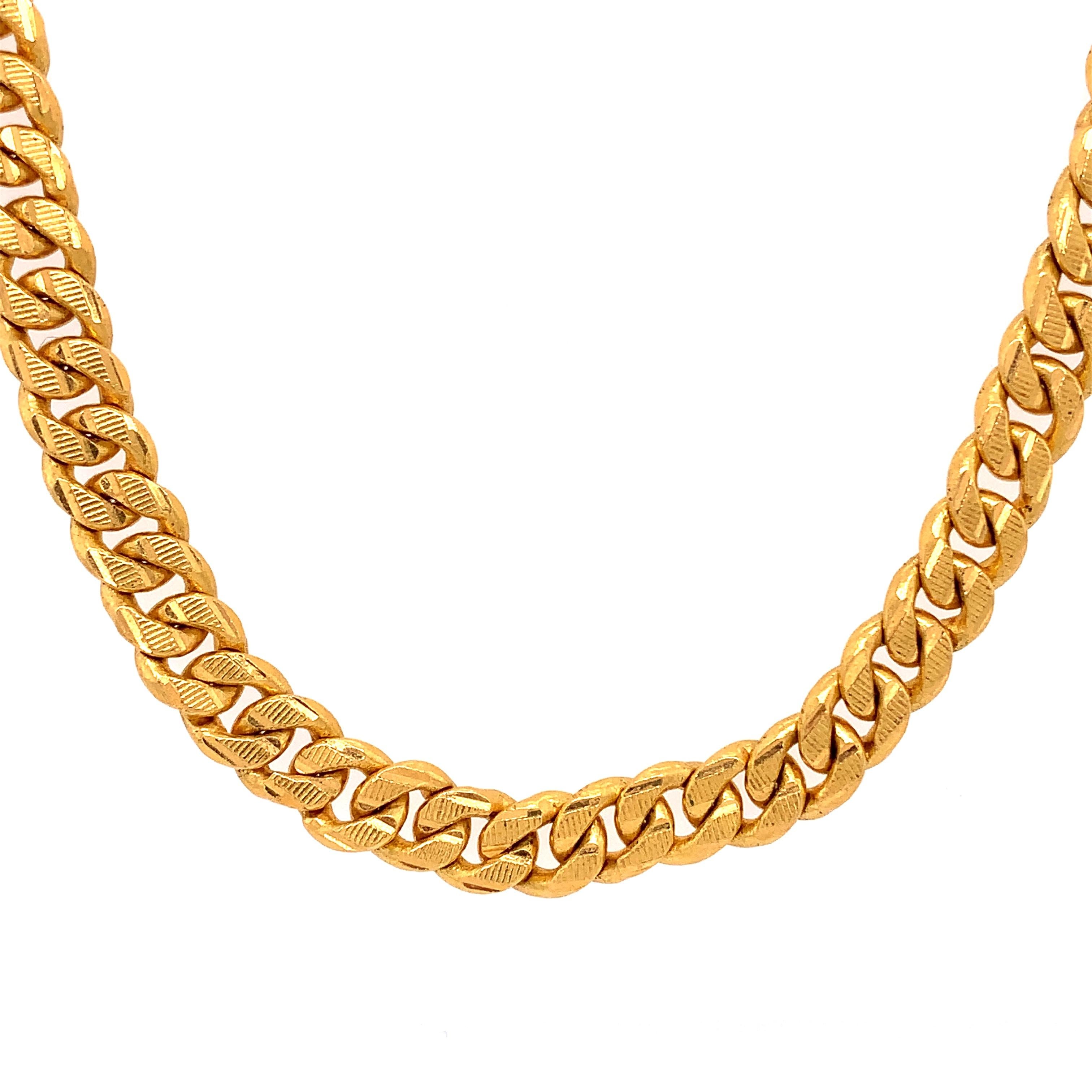 Collier à maillons cubains en or jaune 22 carats en vente 3