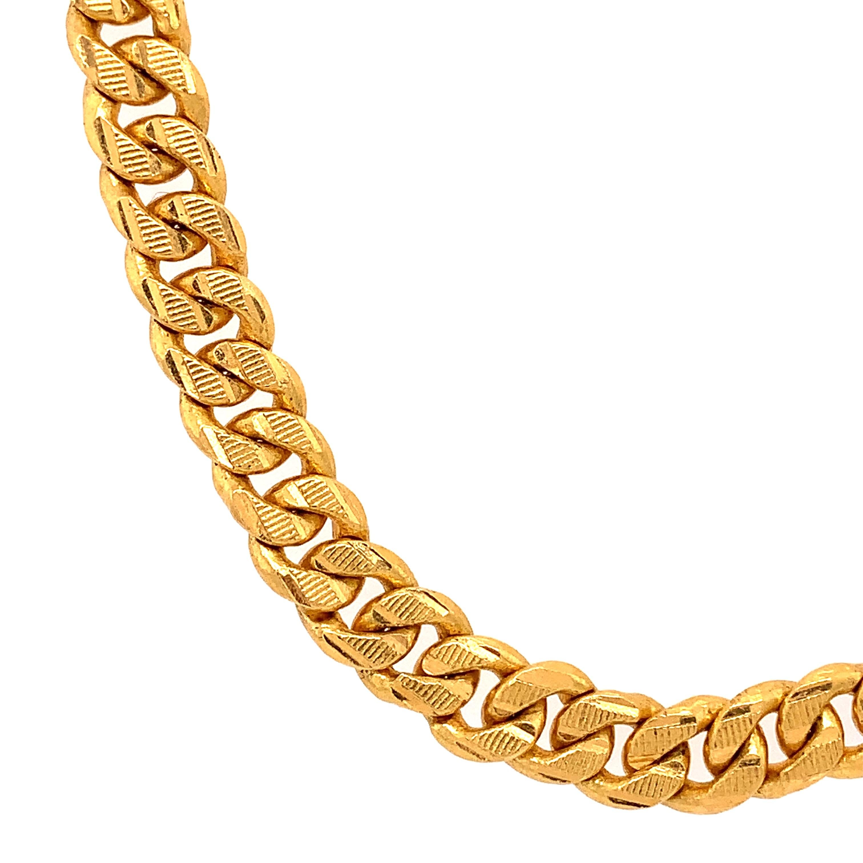 Collier à maillons cubains en or jaune 22 carats en vente 4