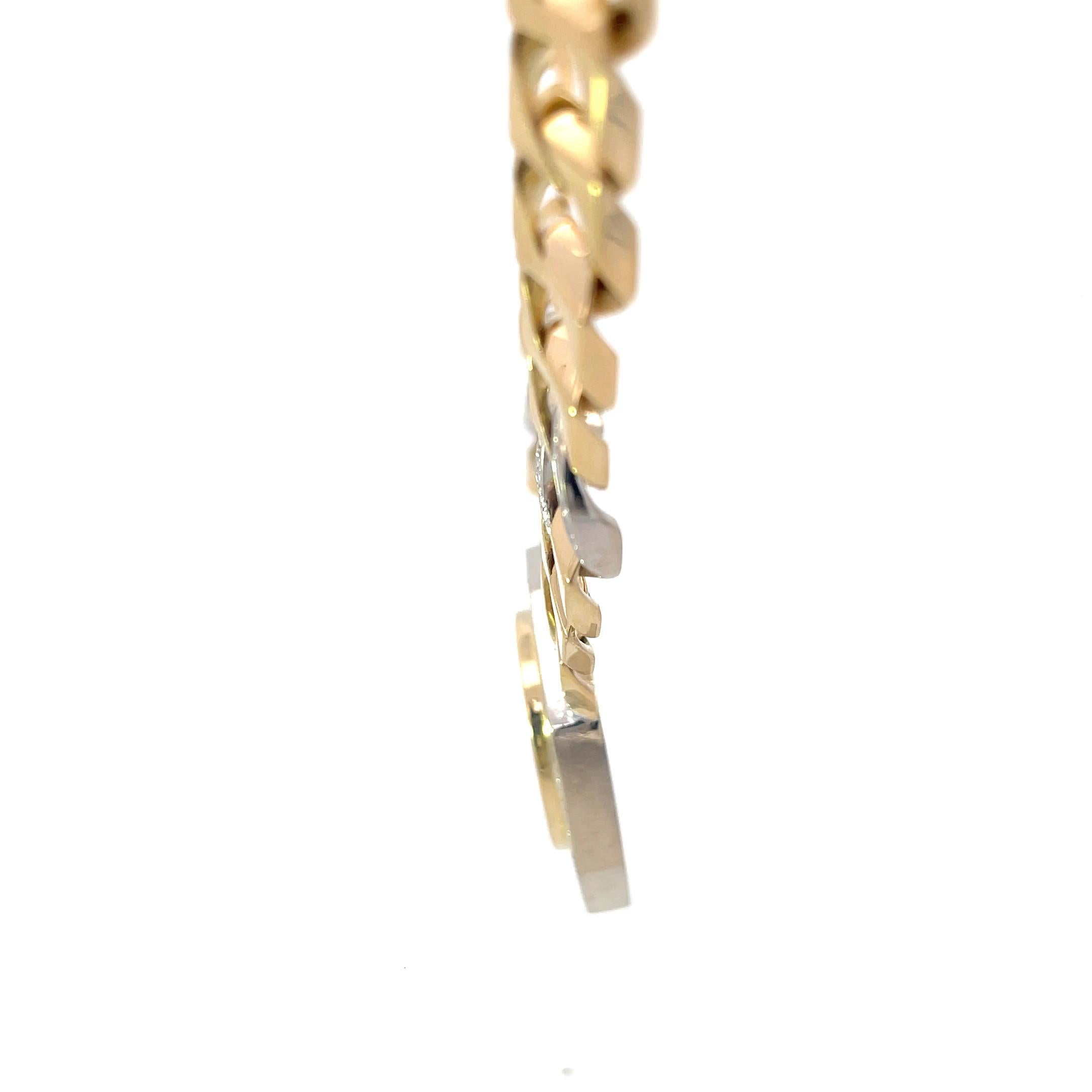 Taglio rotondo Collana Cuban Link Coin Diamond in oro 18 carati in vendita