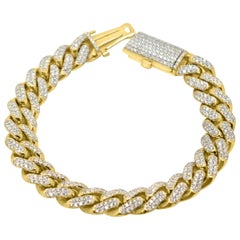 Cuban Link Diamond Bracelet 14 Karat Gold