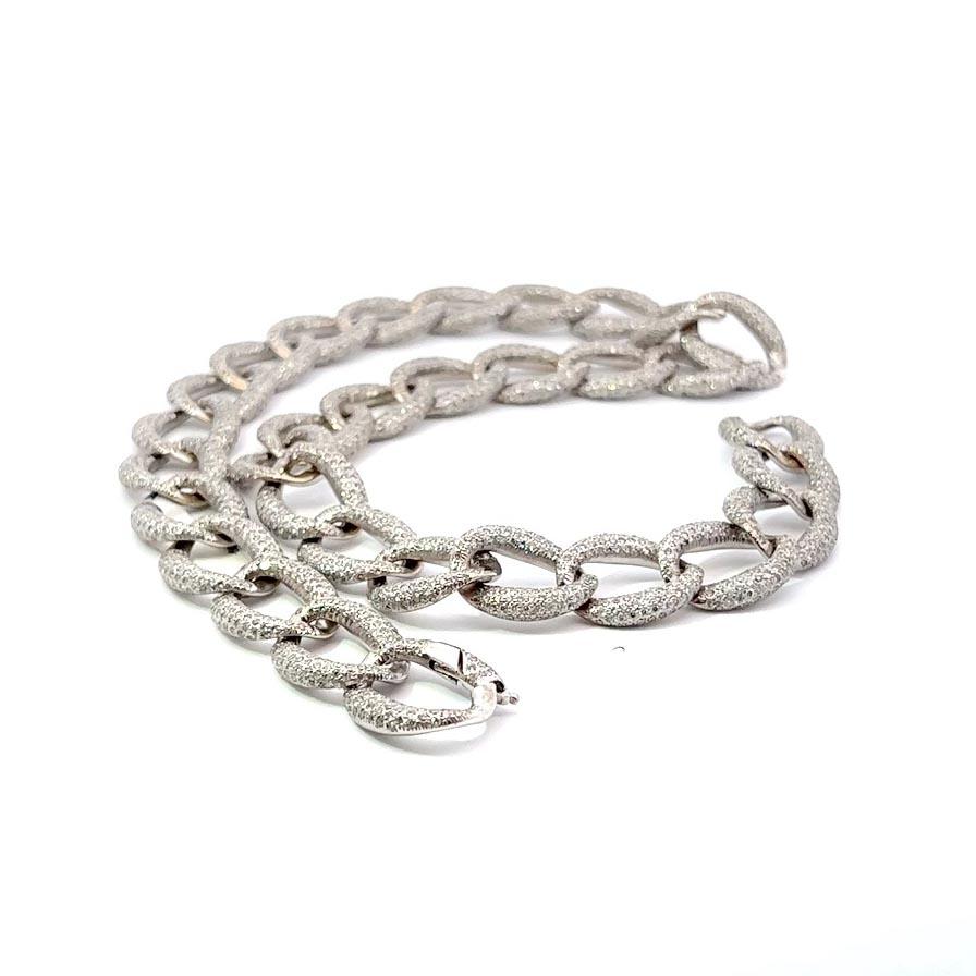 18K Weißgold Diamant A Link Kette Halskette (Moderne)