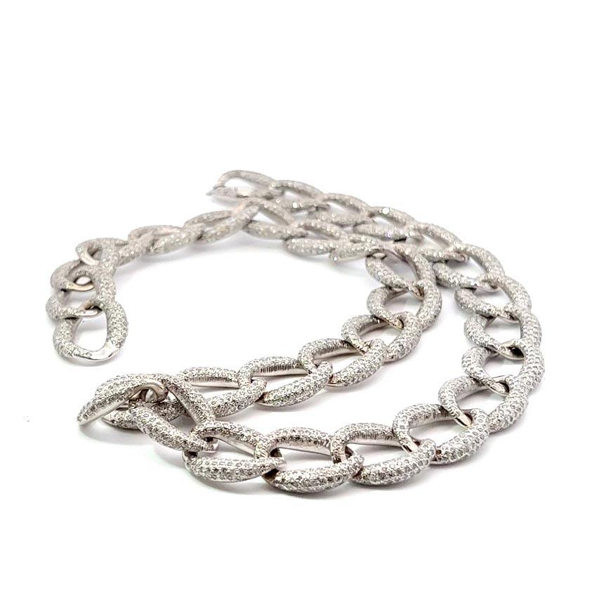 18K Weißgold Diamant A Link Kette Halskette (Rundschliff)