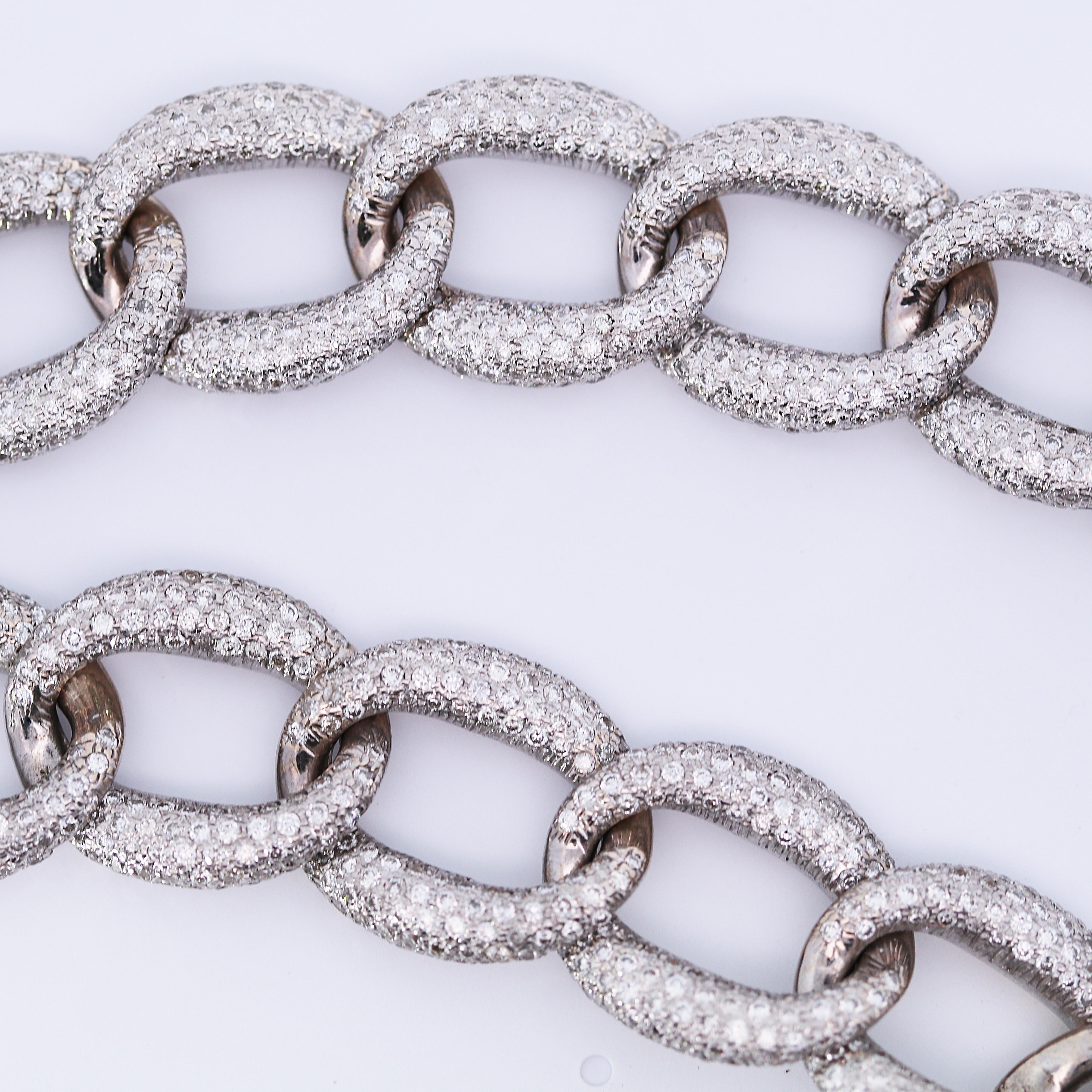 18K Weißgold Diamant A Link Kette Halskette im Zustand „Neu“ in Beverly Hills, CA