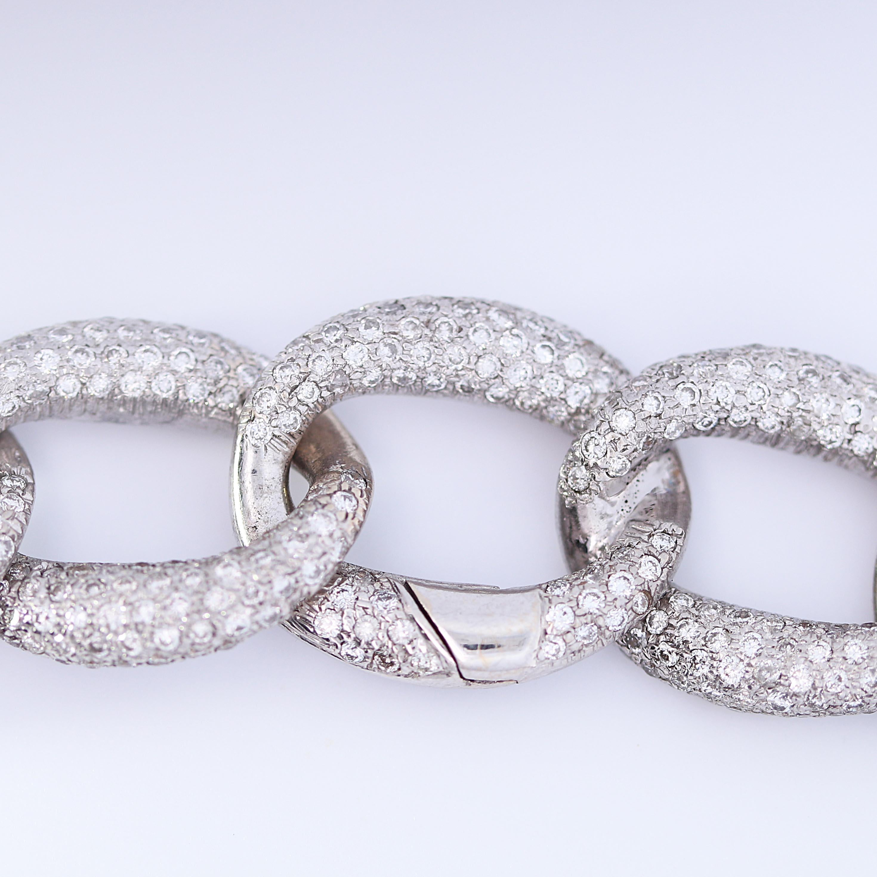 18K Weißgold Diamant A Link Kette Halskette für Damen oder Herren