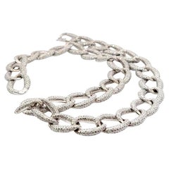 18K White Gold Diamond Link Chain Necklace