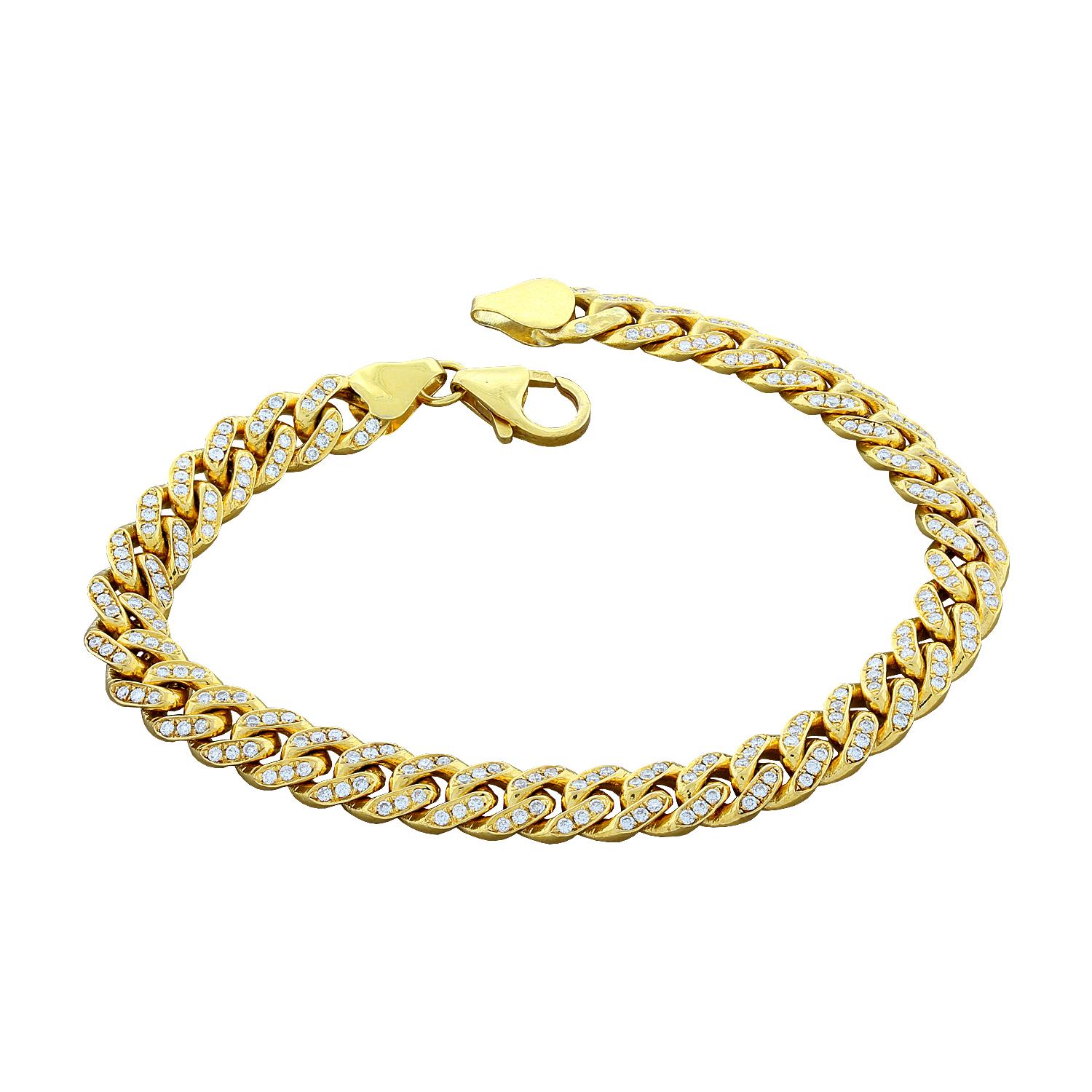 Cuban Link Diamond Gold Bracelet For Sale