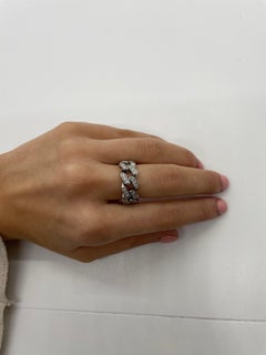 Cuban Link Diamond Ring in 18K White Gold